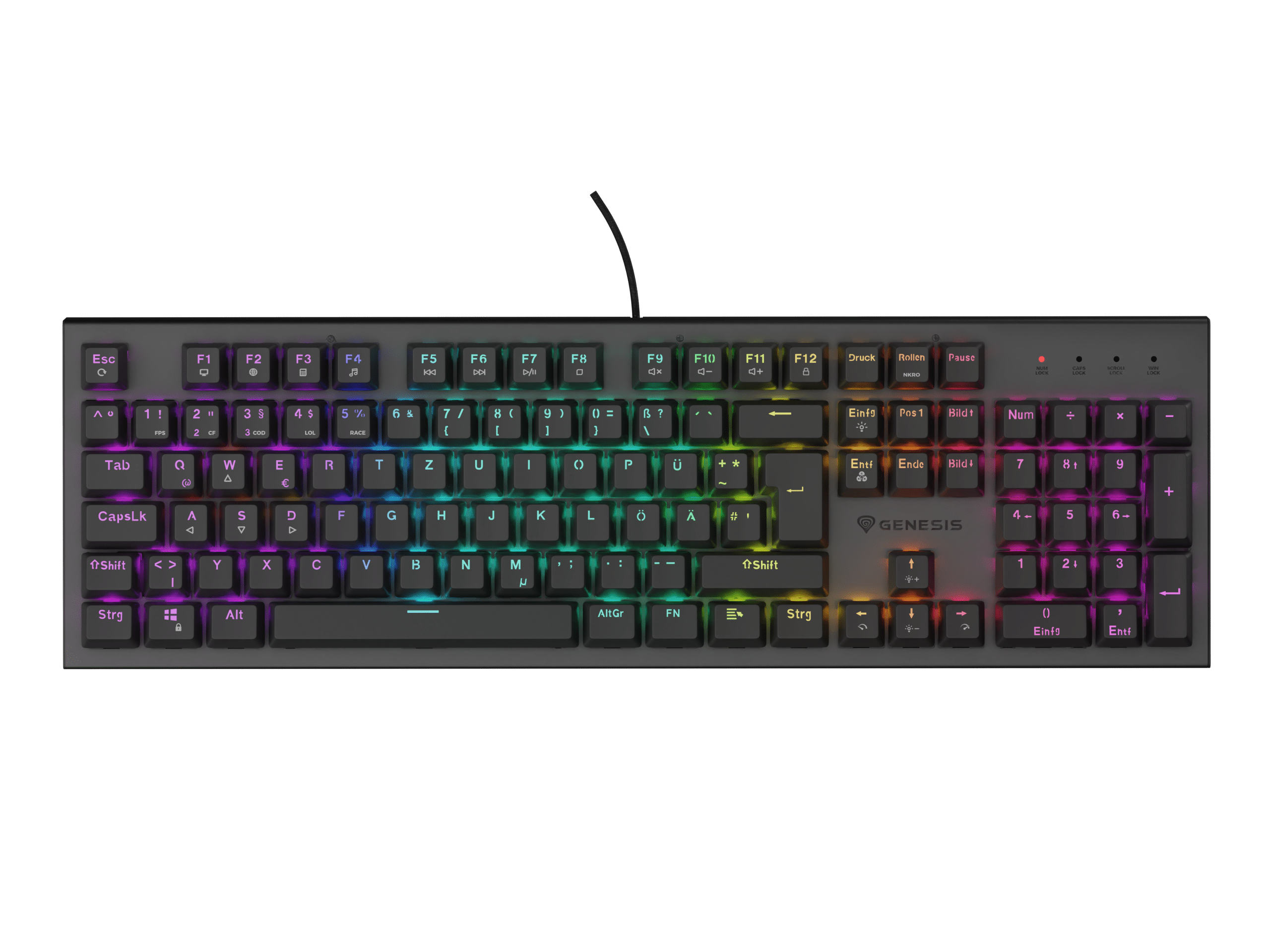 Genesis GAMING KEYBOARD GENESIS THOR 303 DE LAYOUT RGB BACKLIGHT BROWN SWITCH HOT SWAP DE Black (Outemu Brown)