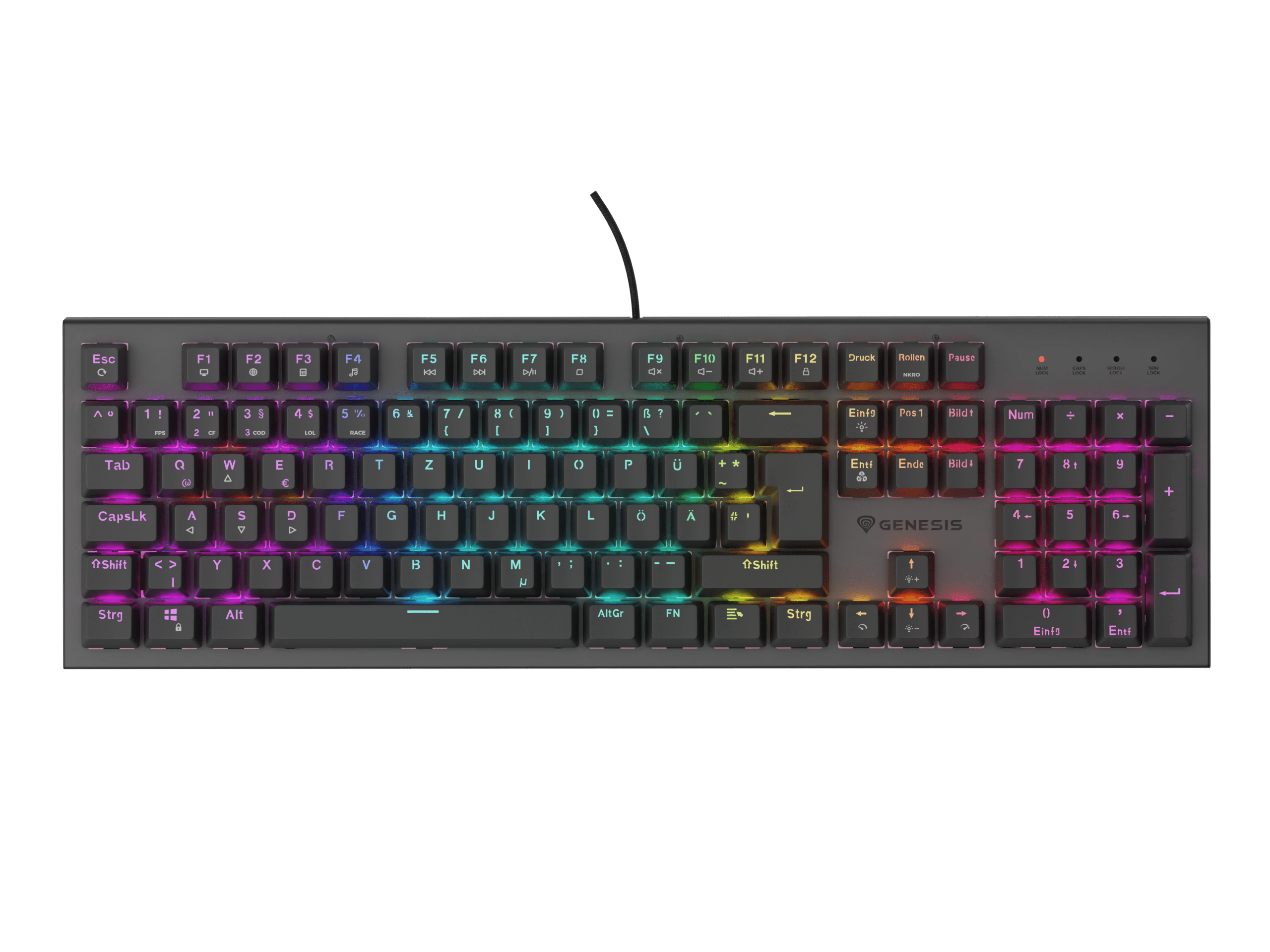 Genesis GAMING KEYBOARD GENESIS THOR 303 DE LAYOUT RGB BACKLIGHT SILENT SWITCH HOT SWAP DE Black (Outemu Peach Silent)