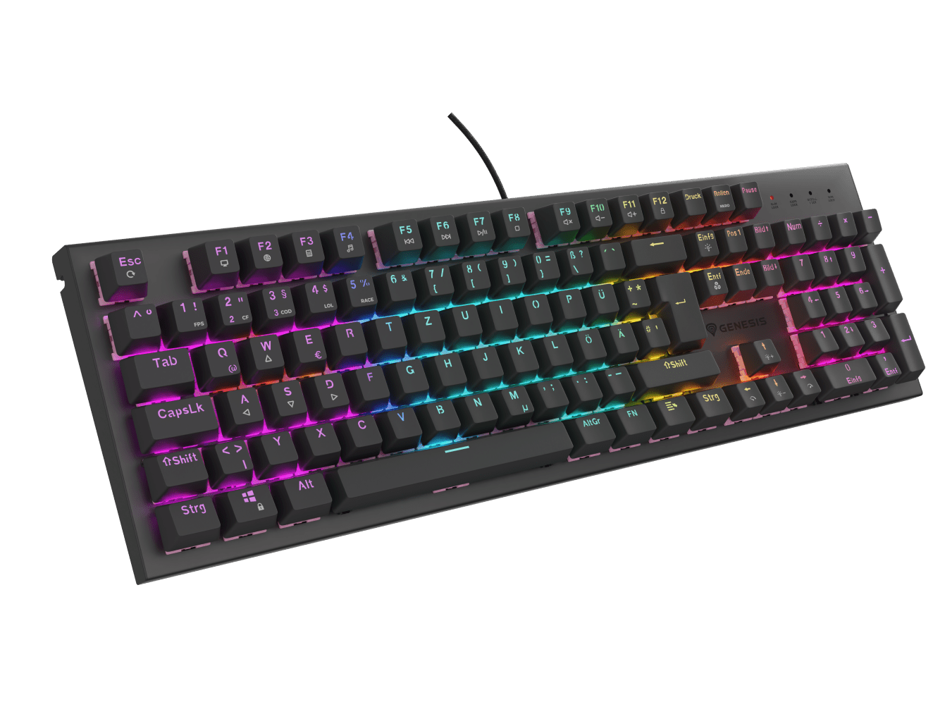 Genesis GAMING KEYBOARD GENESIS THOR 303 DE LAYOUT RGB BACKLIGHT SILENT SWITCH HOT SWAP DE Black (Outemu Peach Silent)