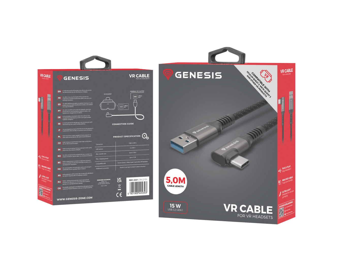 Genesis VR Cable USB-C/USB-A M/M 5 m