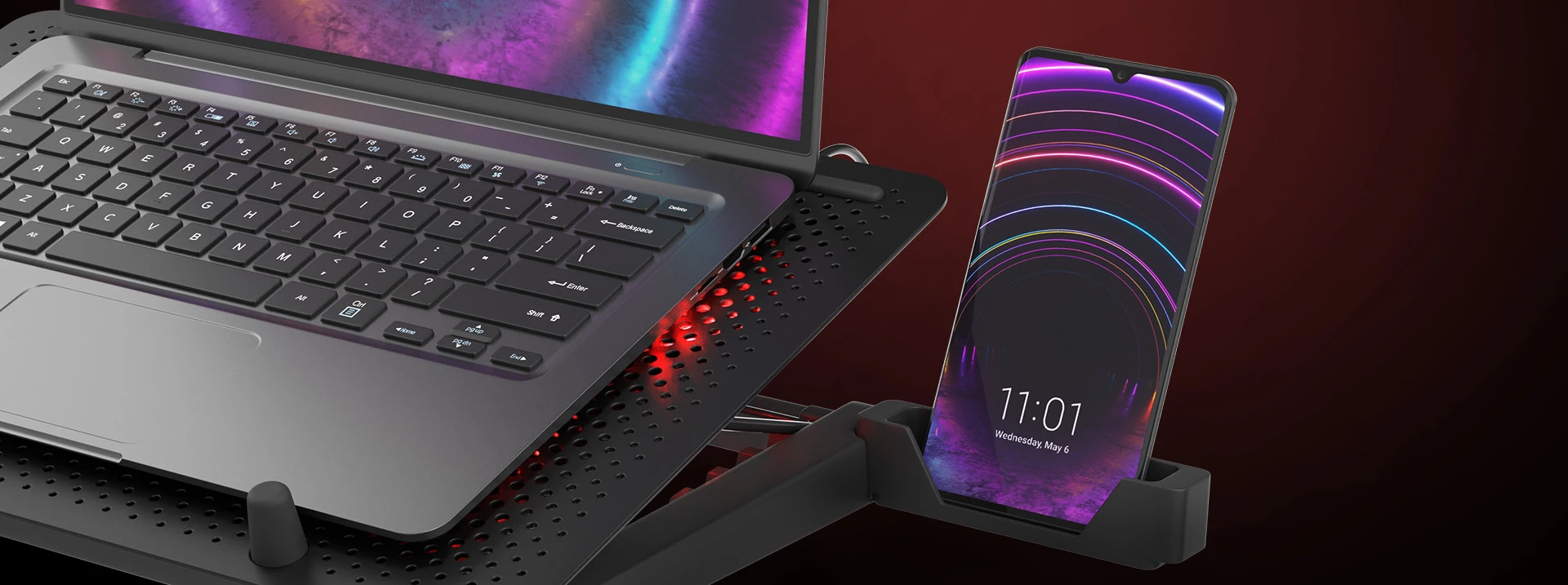 Genesis OXID 550 | nešiojamo kompiuterio aušinimo padas |  15.6-17.3 5 FANS, LED LIGHT, 1 USB | 400 x 280 x 55 mm | aprašymas - Prekės nuotrauka