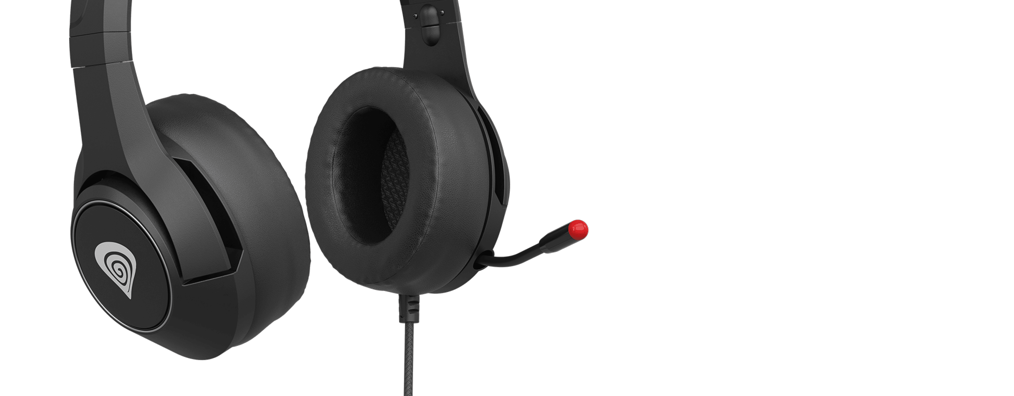 Black over-ear headphones Genesis Argon 600 with a microphone and an inline adapter