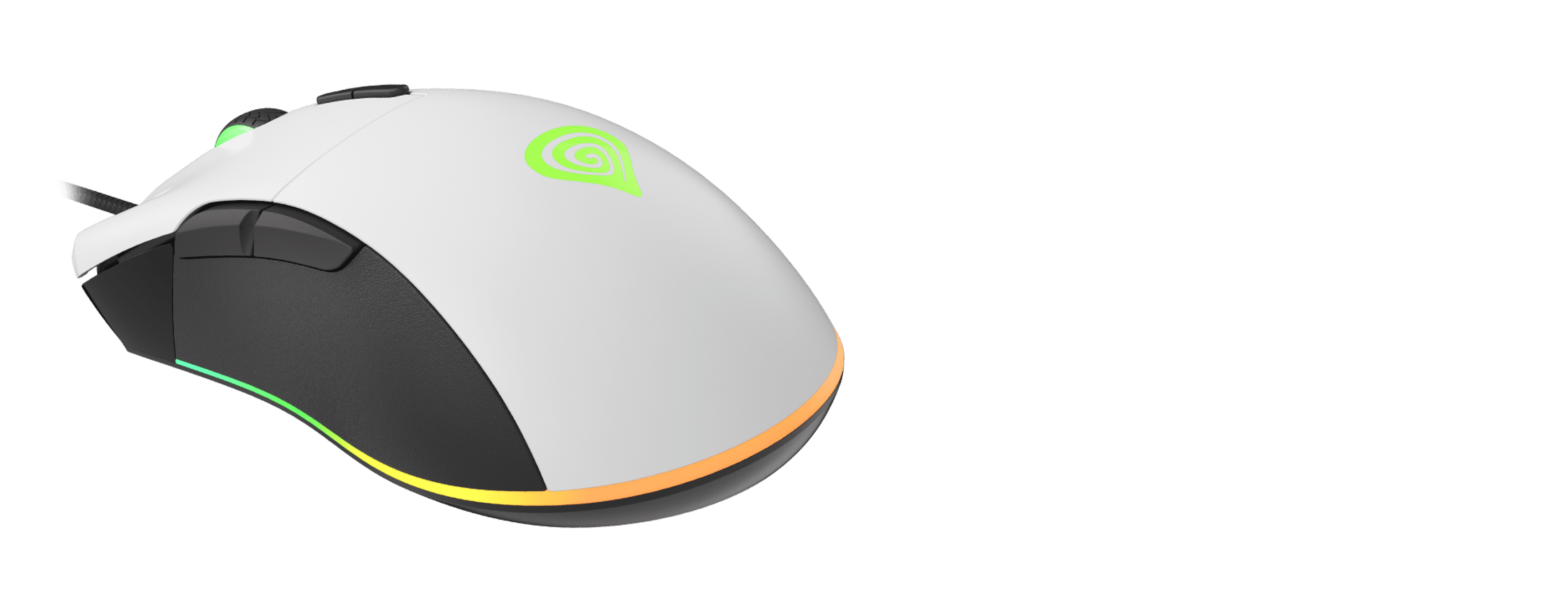 Gaming mouse Genesis Krypton 290 with 6400 DPI, featuring RGB lighting and a sleek black and white design