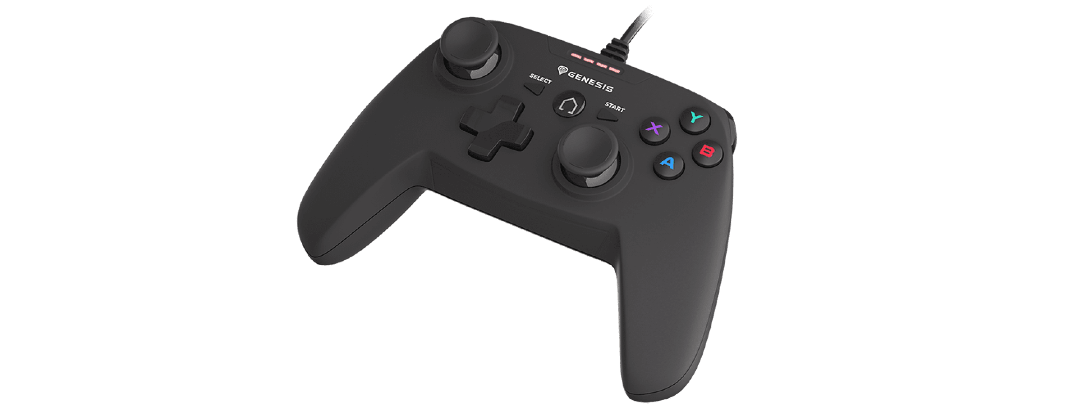 Wired Genesis Mangan P58 gamepad for PS3/PC with dual analog sticks and action buttons, designed for comfortable gaming