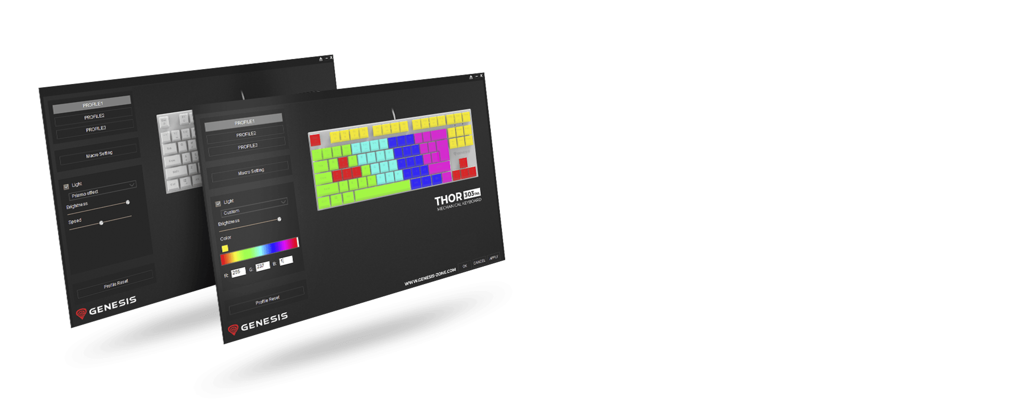 Gaming keyboard Genesis Thor 303 TKL with RGB backlighting, mechanical brown switches, and hot-swappable keys