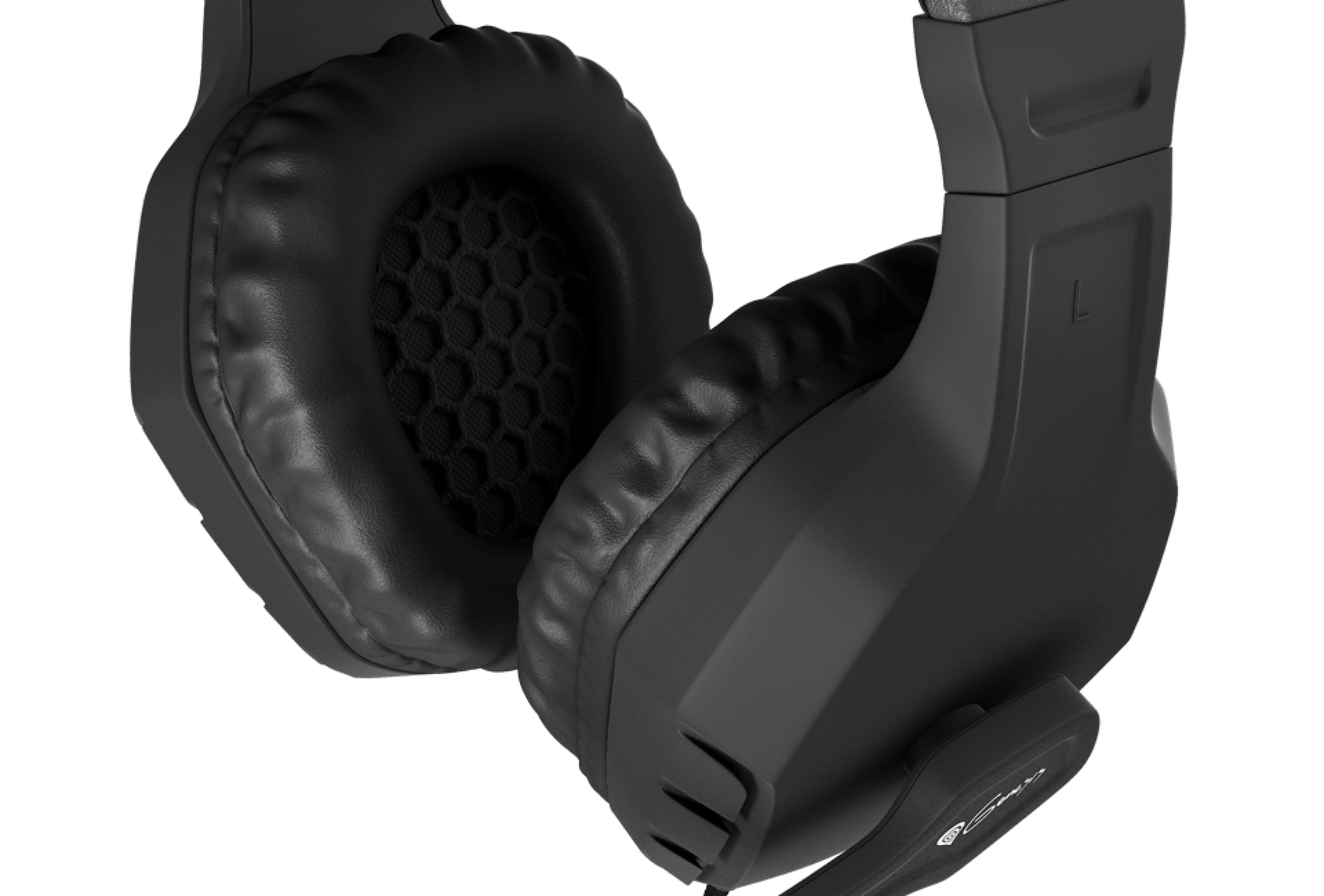 Black over-ear headphones Genesis Argon 200 with a microphone, featuring cushioned ear pads and a sleek design