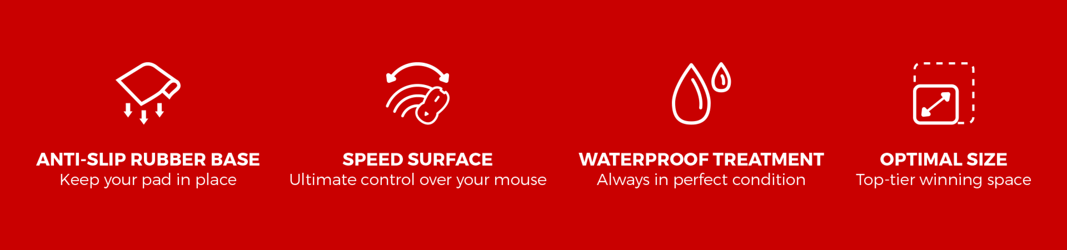 Gaming mouse pad with anti-slip base, speed surface, waterproof treatment, and optimal size for better performance