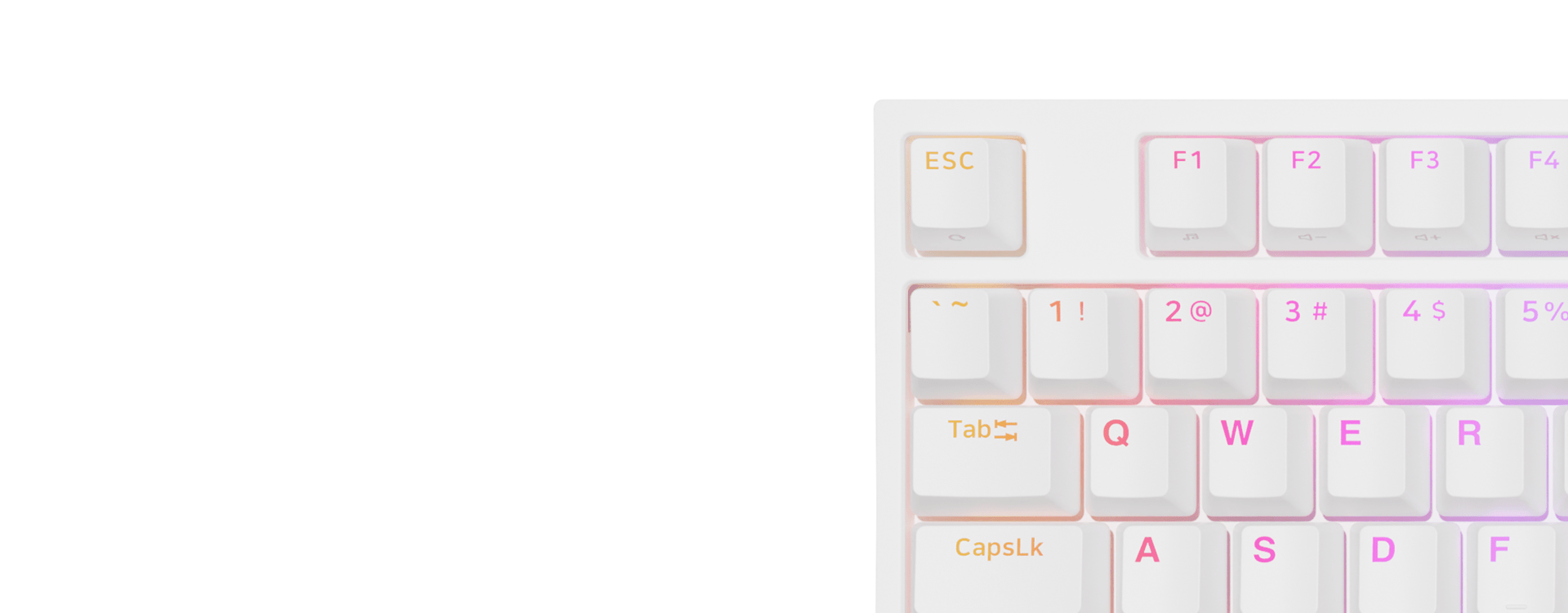 Compact gaming keyboard with RGB backlighting and Kailh Box Brown switches, showing keys including ESC and QWERTY layout
