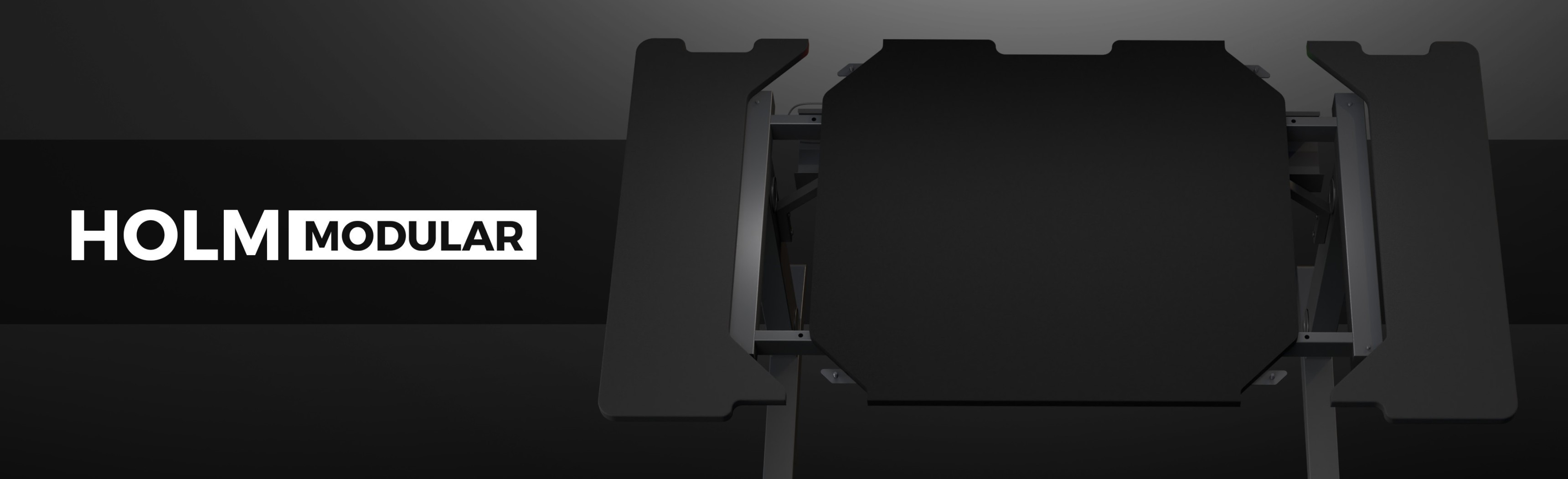 Right-side desk panel for the Genesis Holm Modular, featuring a sleek black design and minimalist style
