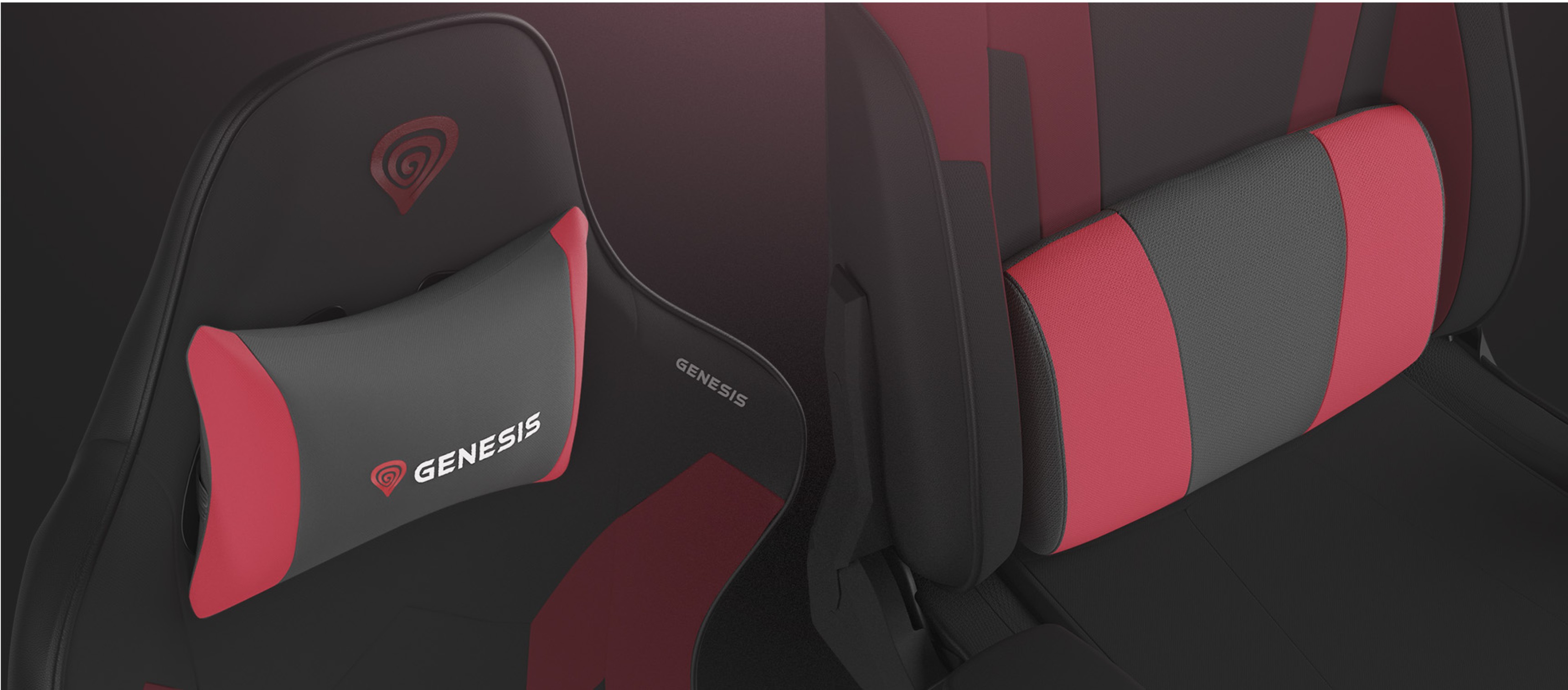 Black and red Genesis Nitro 720 gaming chair with adjustable lumbar support and a sleek design
