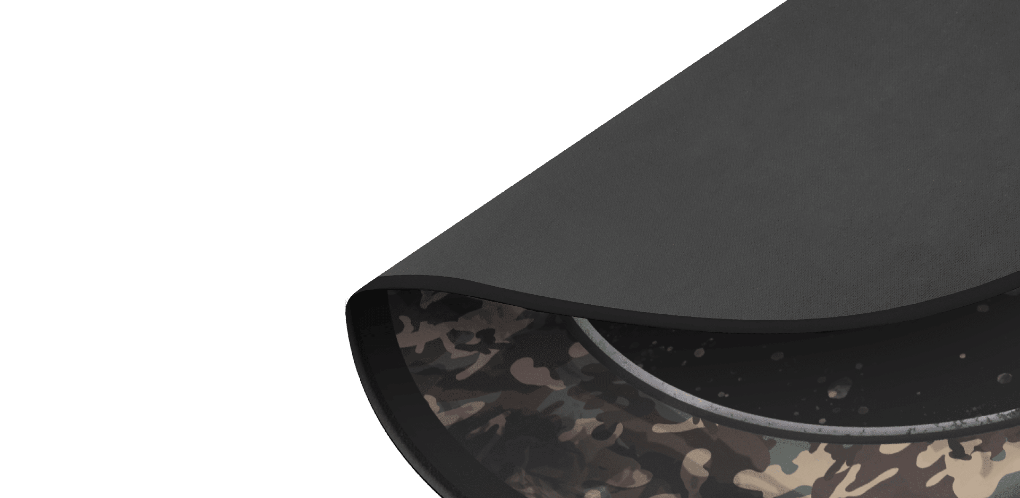 Protective mat for Genesis Tellur 500 chair in Master of Camouflage design, featuring a black edge and camouflage underside