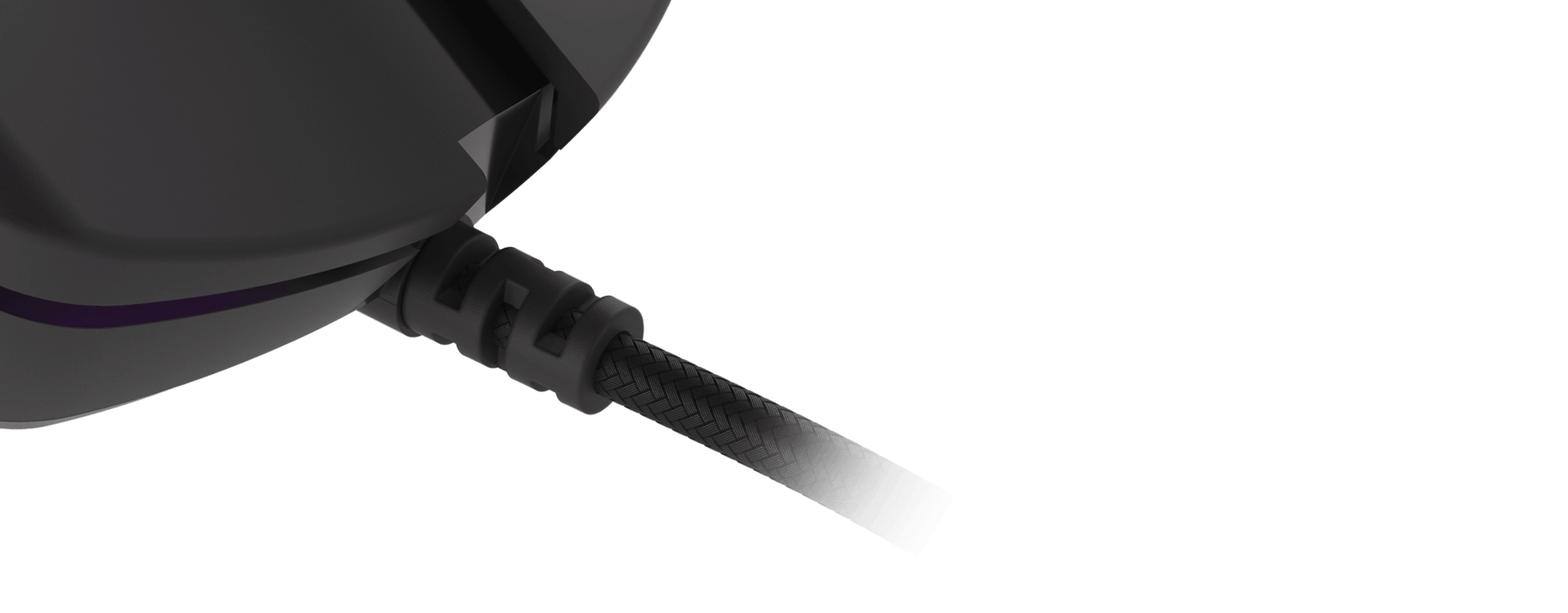 Close-up of the Genesis Krypton 550 gaming mouse, highlighting the braided cable connection for enhanced durability