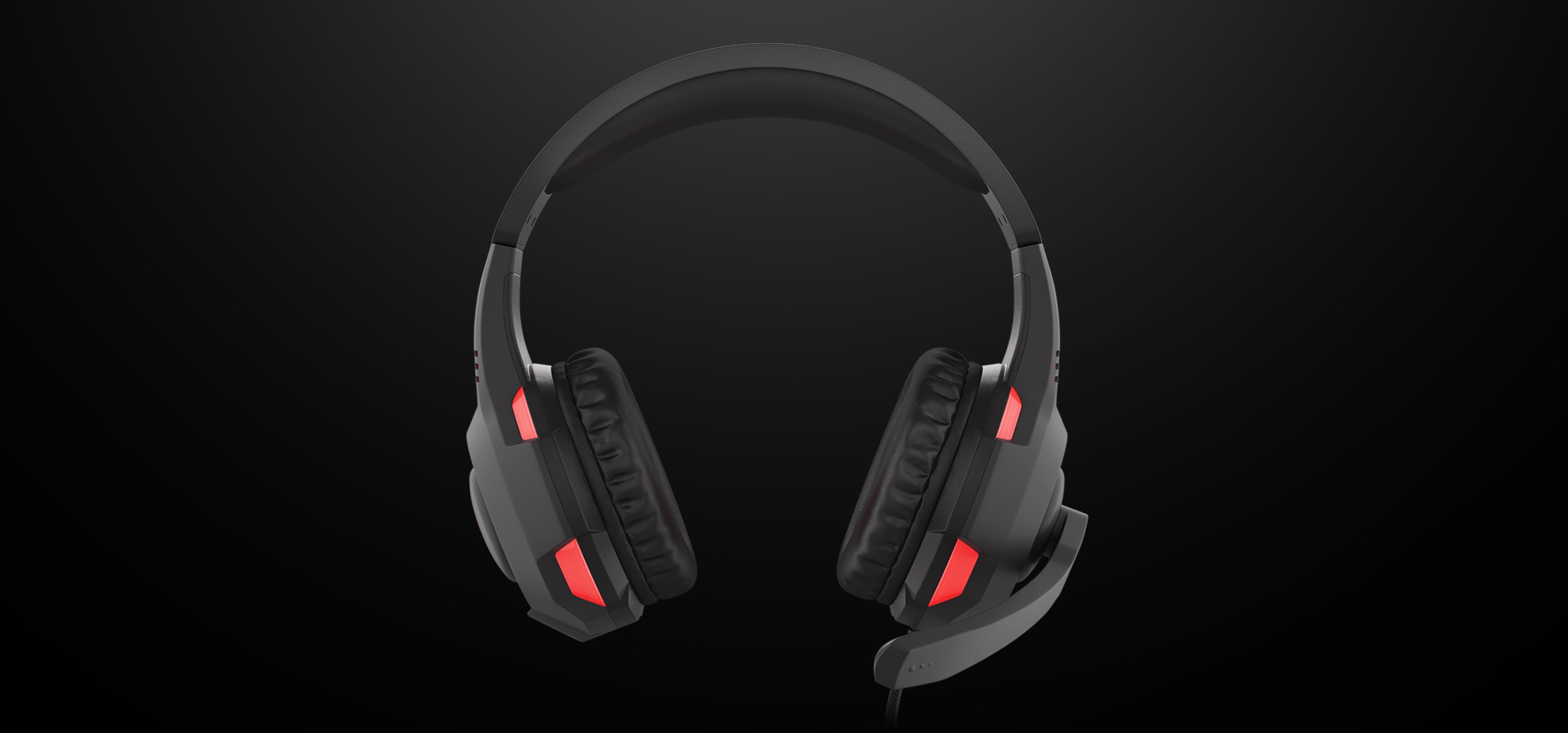 Black and red Genesis Radon 210 7.1 USB gaming headset with a microphone, featuring padded ear cups and adjustable headband