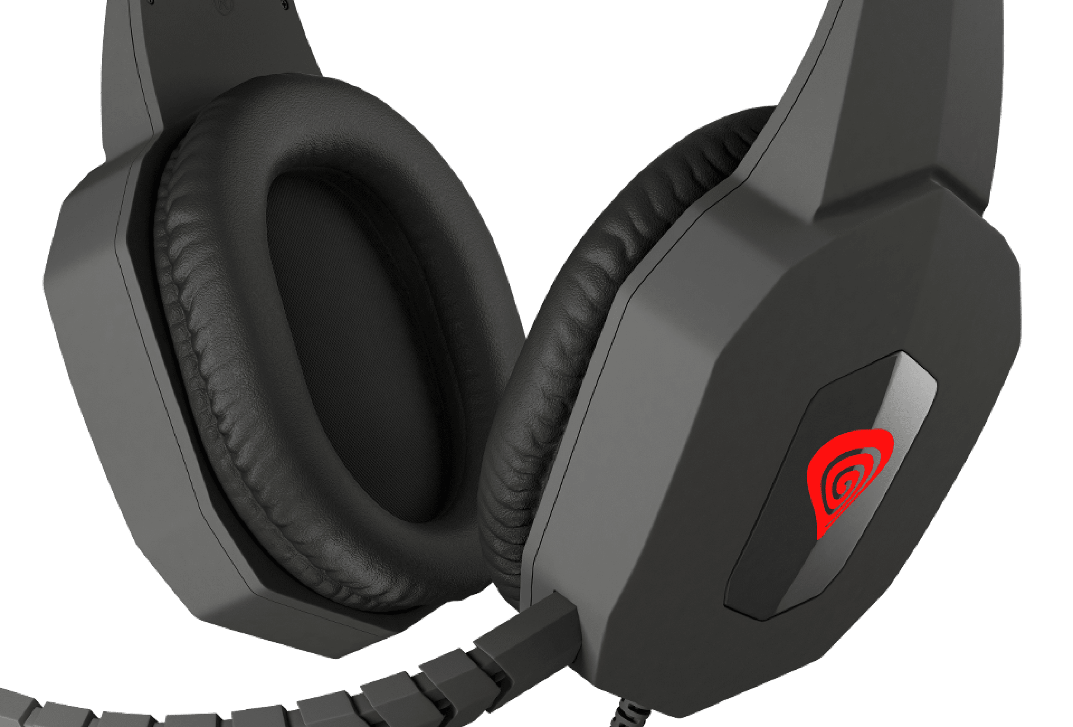 Black and red Genesis Argon 400 over-ear headphones with a microphone, featuring padded ear cups and a sleek design