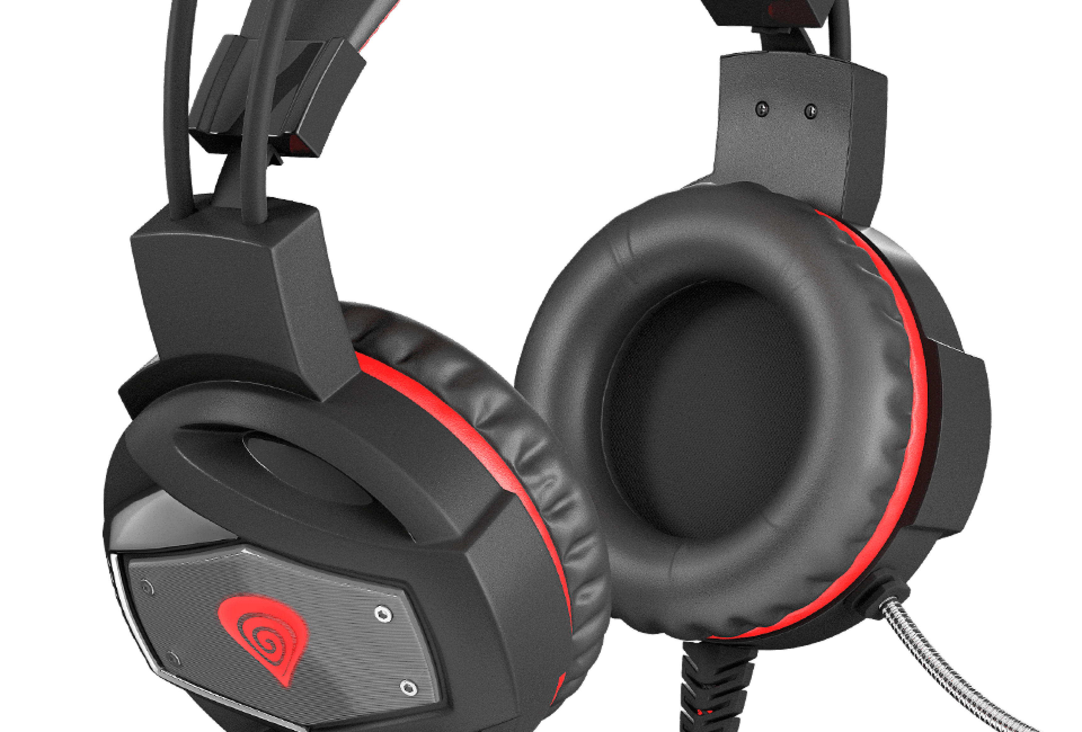 Headphones featuring cushioned ear cups and an adjustable top band for comfort.