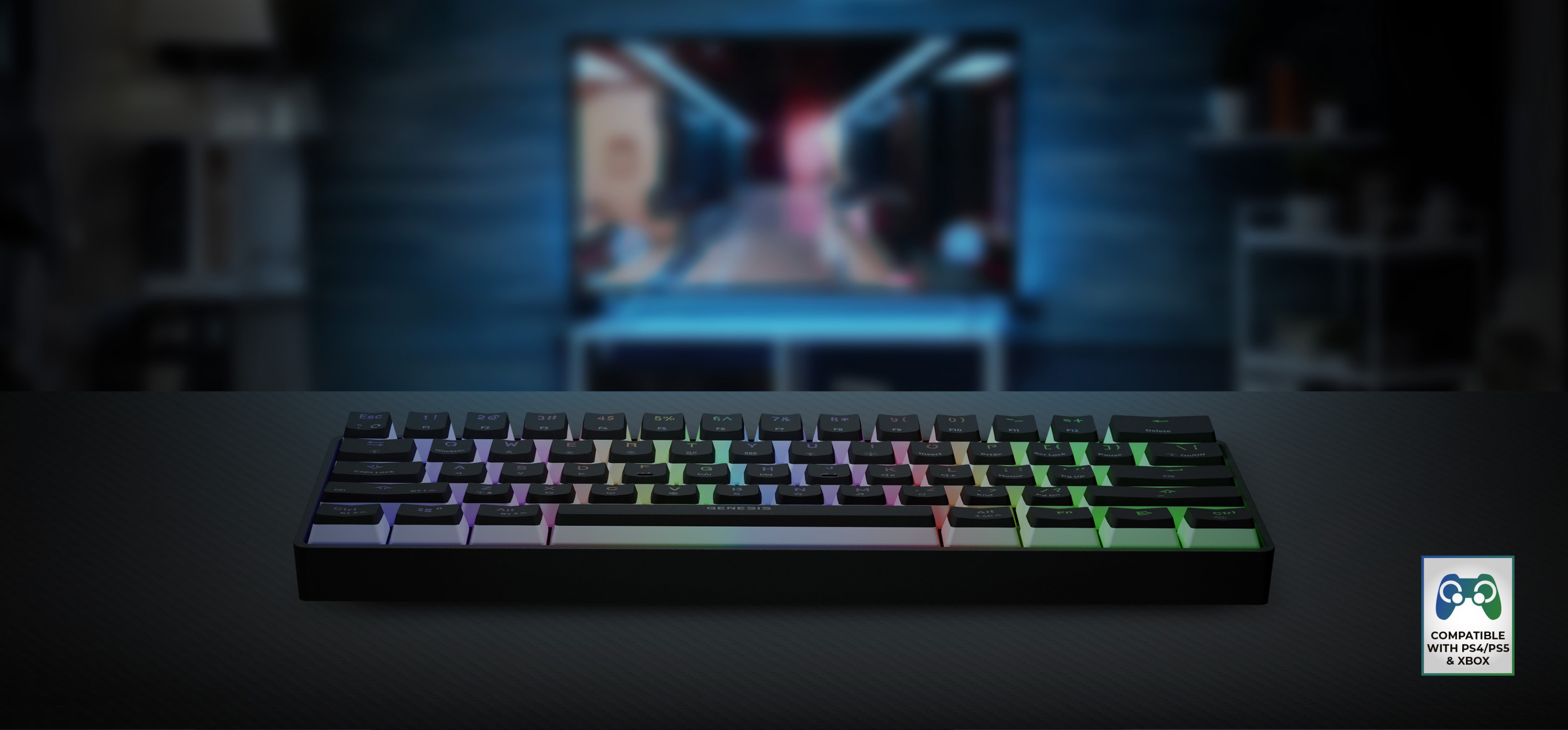 Wireless RGB mechanical gaming keyboard with Gateron Red switches, featuring colorful backlit keys and a sleek black design