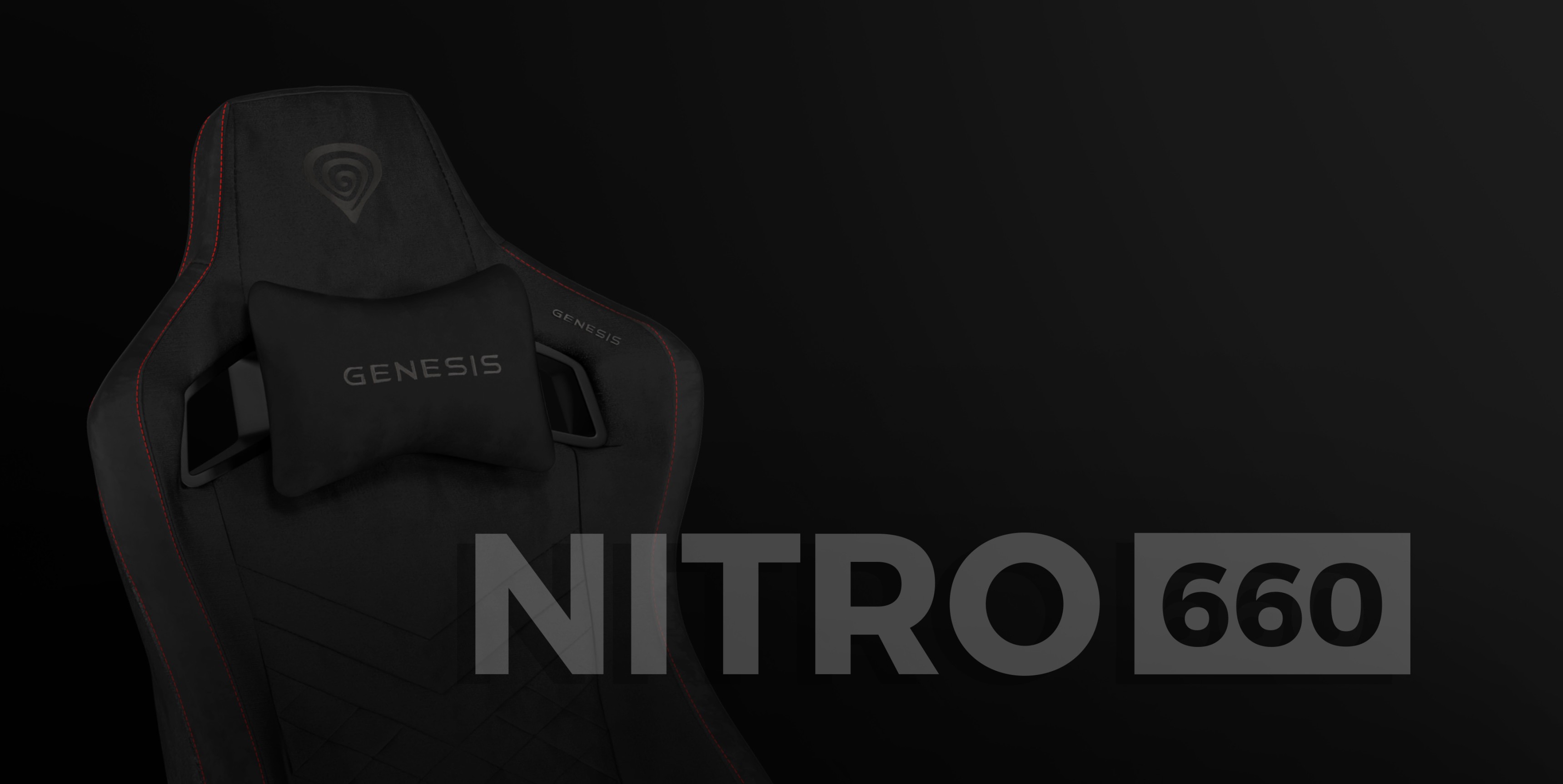 Gaming chair featuring a high backrest and a cushioned headrest in dark colors.