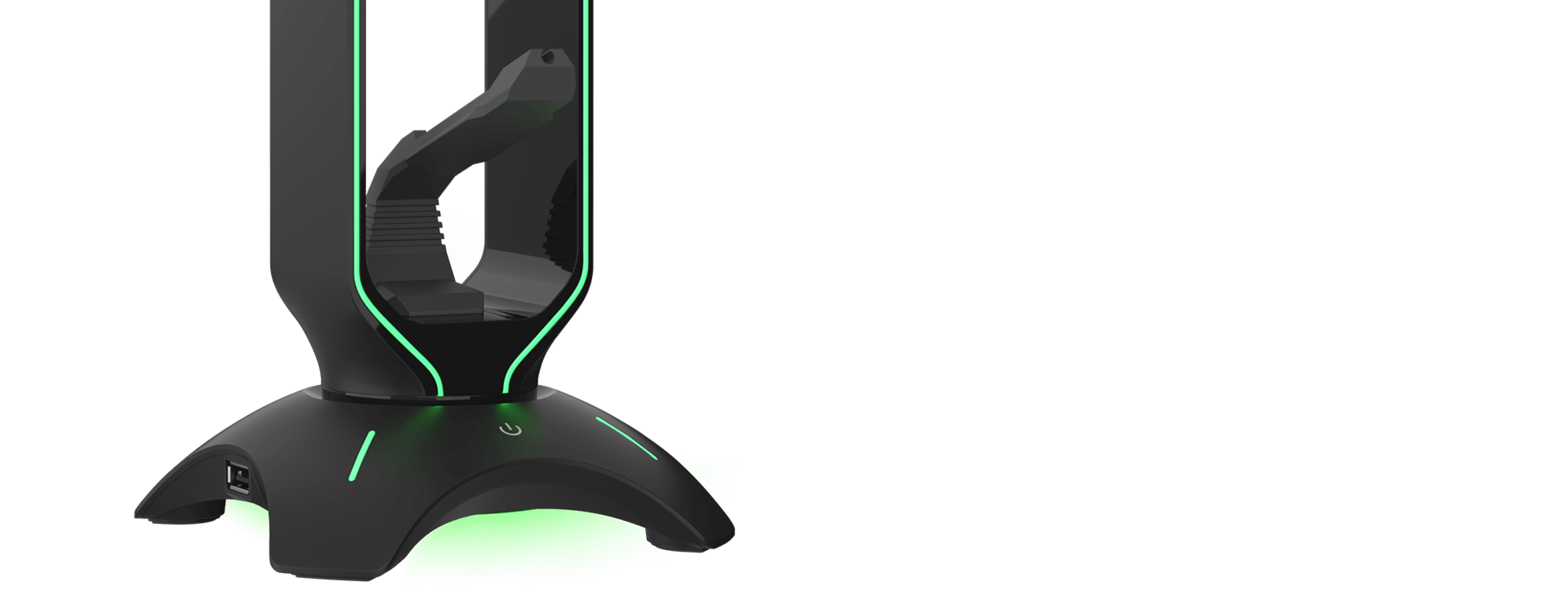 Mouse bungee with USB hub and LED lighting, designed for supporting headsets and gaming mice