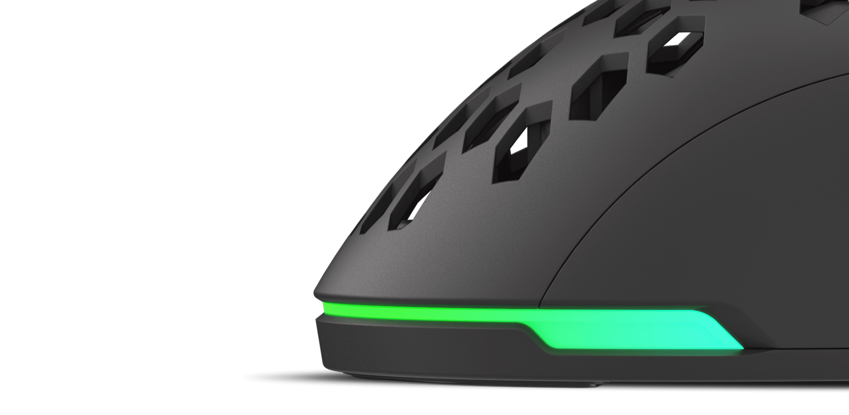 Side view of a lightweight Genesis Krypton 750 gaming mouse with RGB lighting and a textured surface design