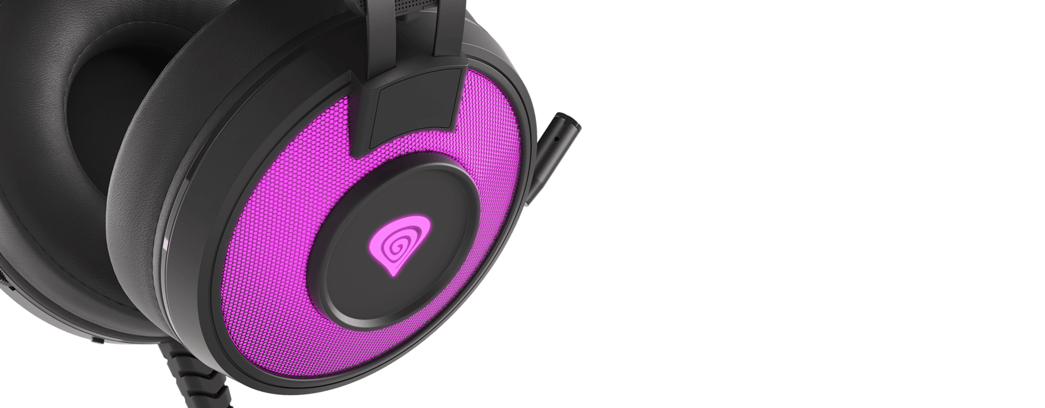 Headphones with a black design and pink decorative accents on the ear cups.