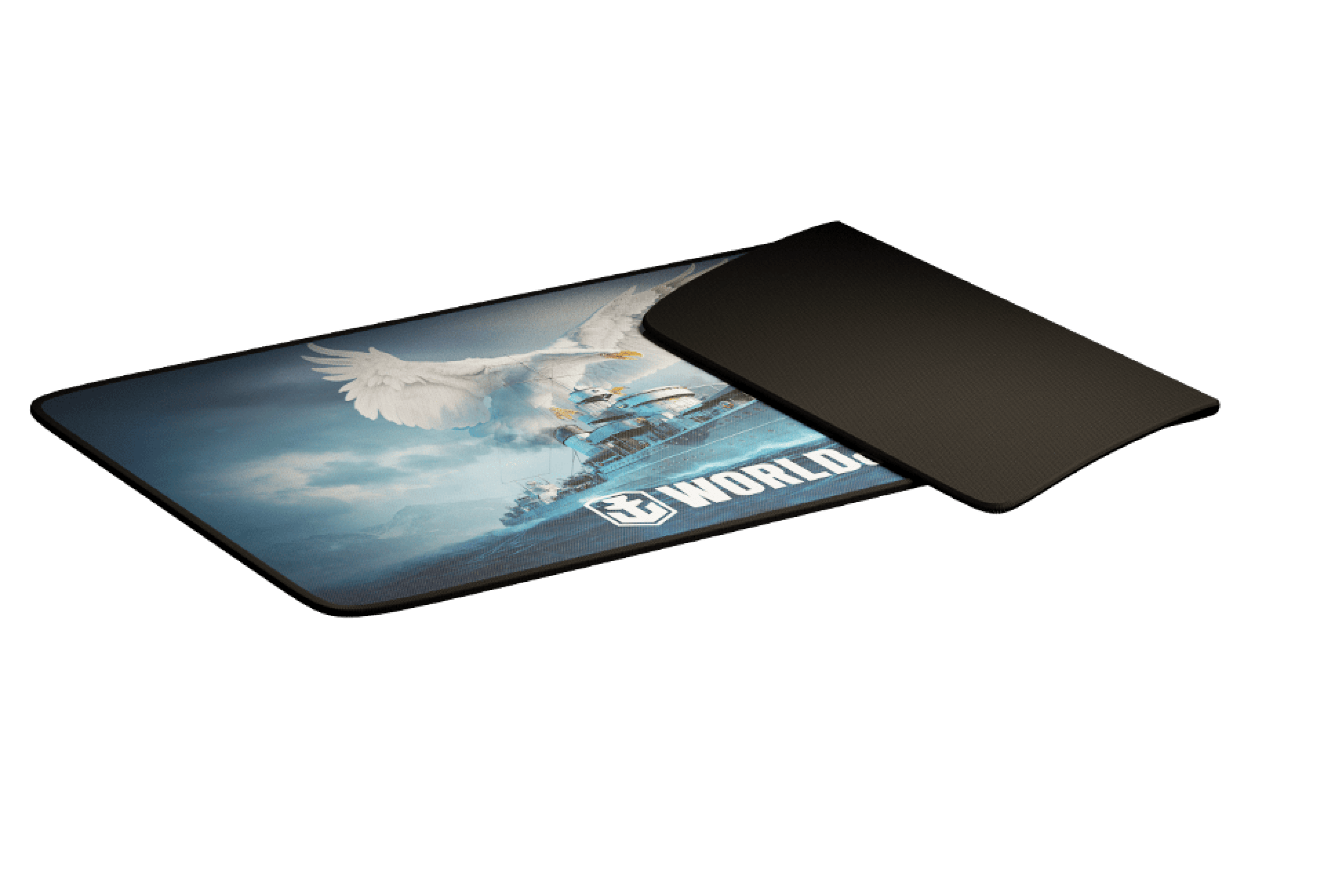 Large gaming mouse pad featuring an eagle and ships design, measuring 900x450mm, with a sleek black underside