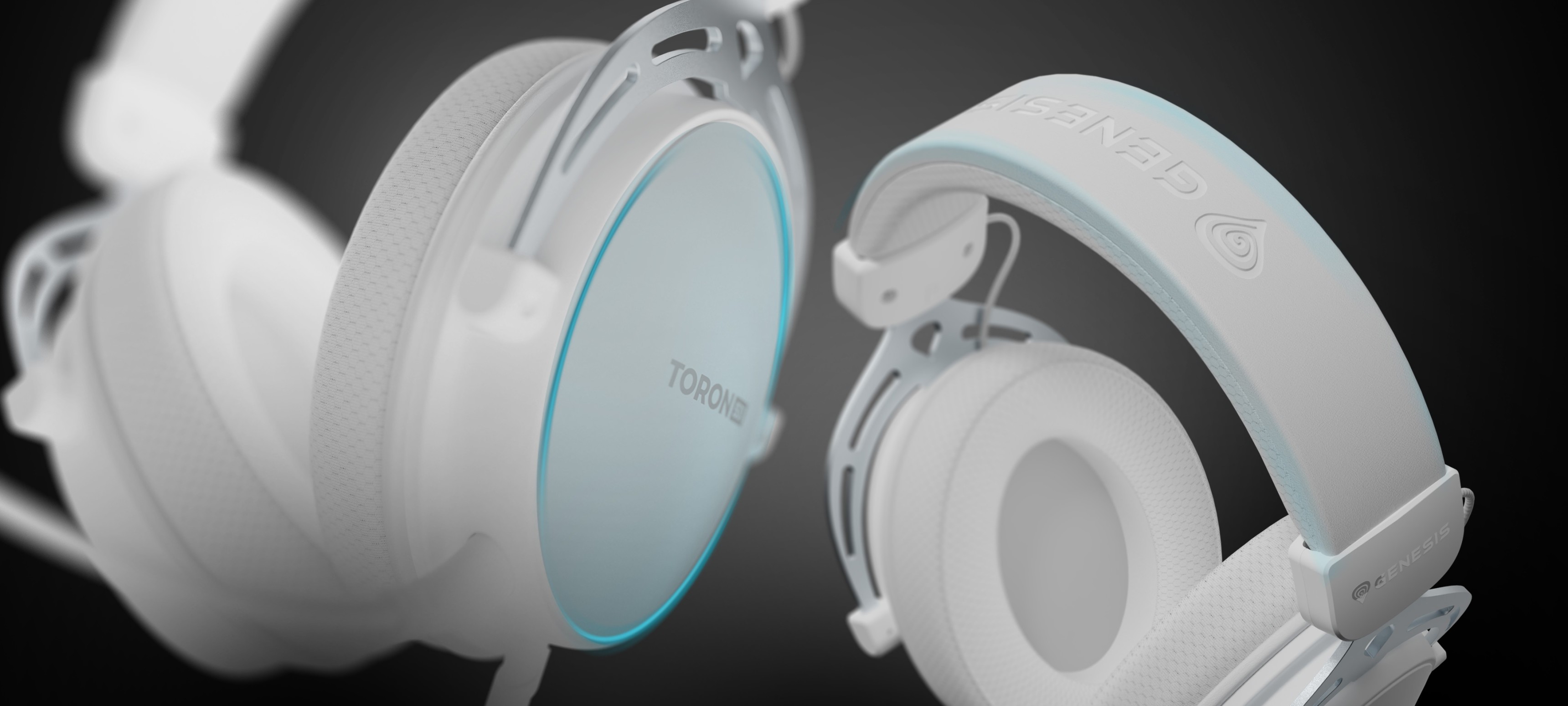 White over-ear headphones with a flexible microphone and a sleek design