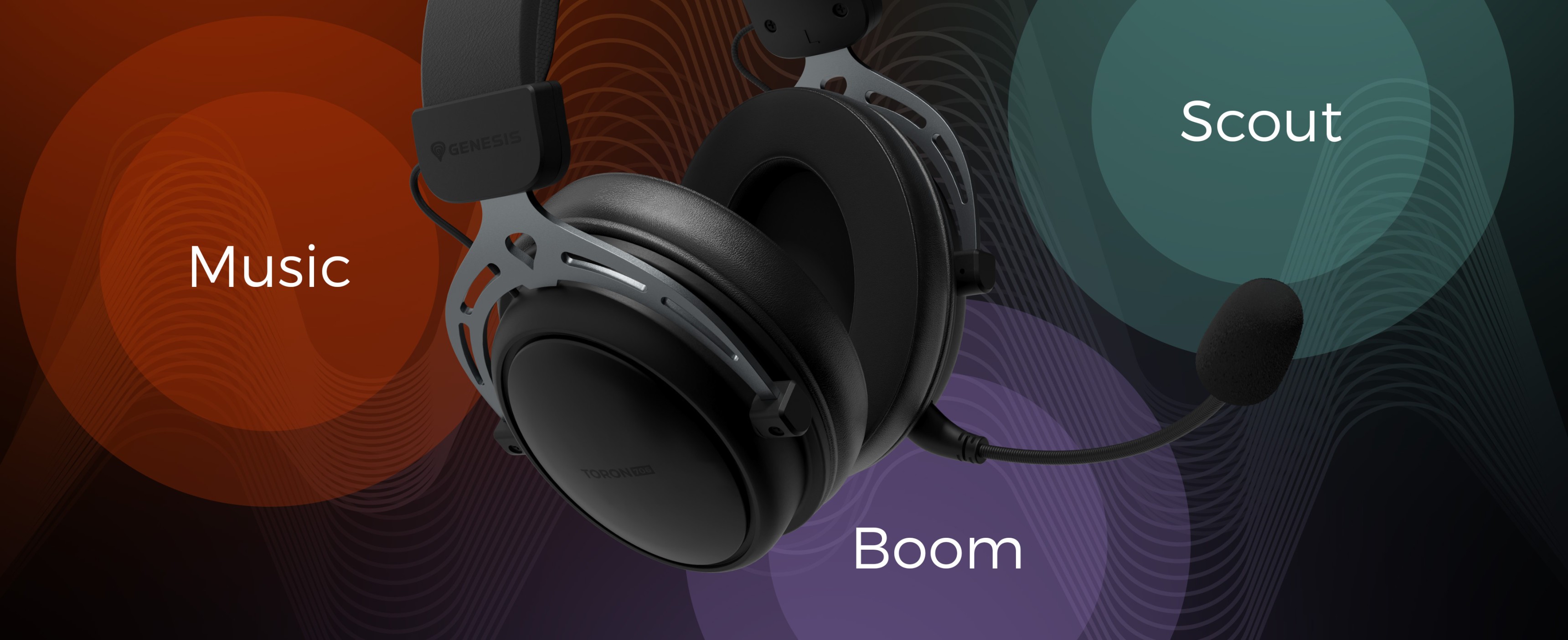 Wireless black over-ear headphones with a microphone, featuring sound modes