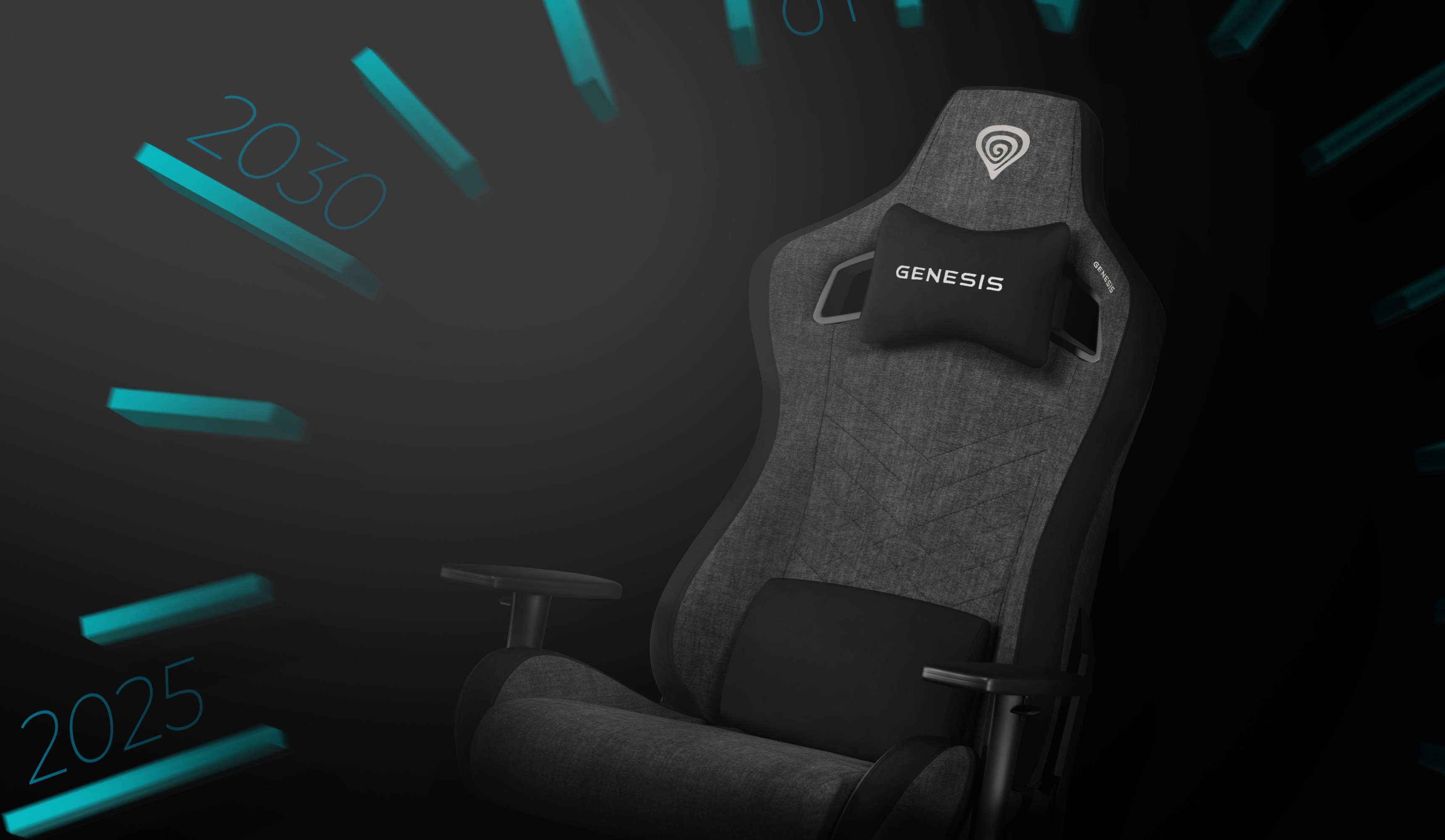 Gray gaming chair from Genesis Nitro 660, featuring an ergonomic design and a headrest pillow