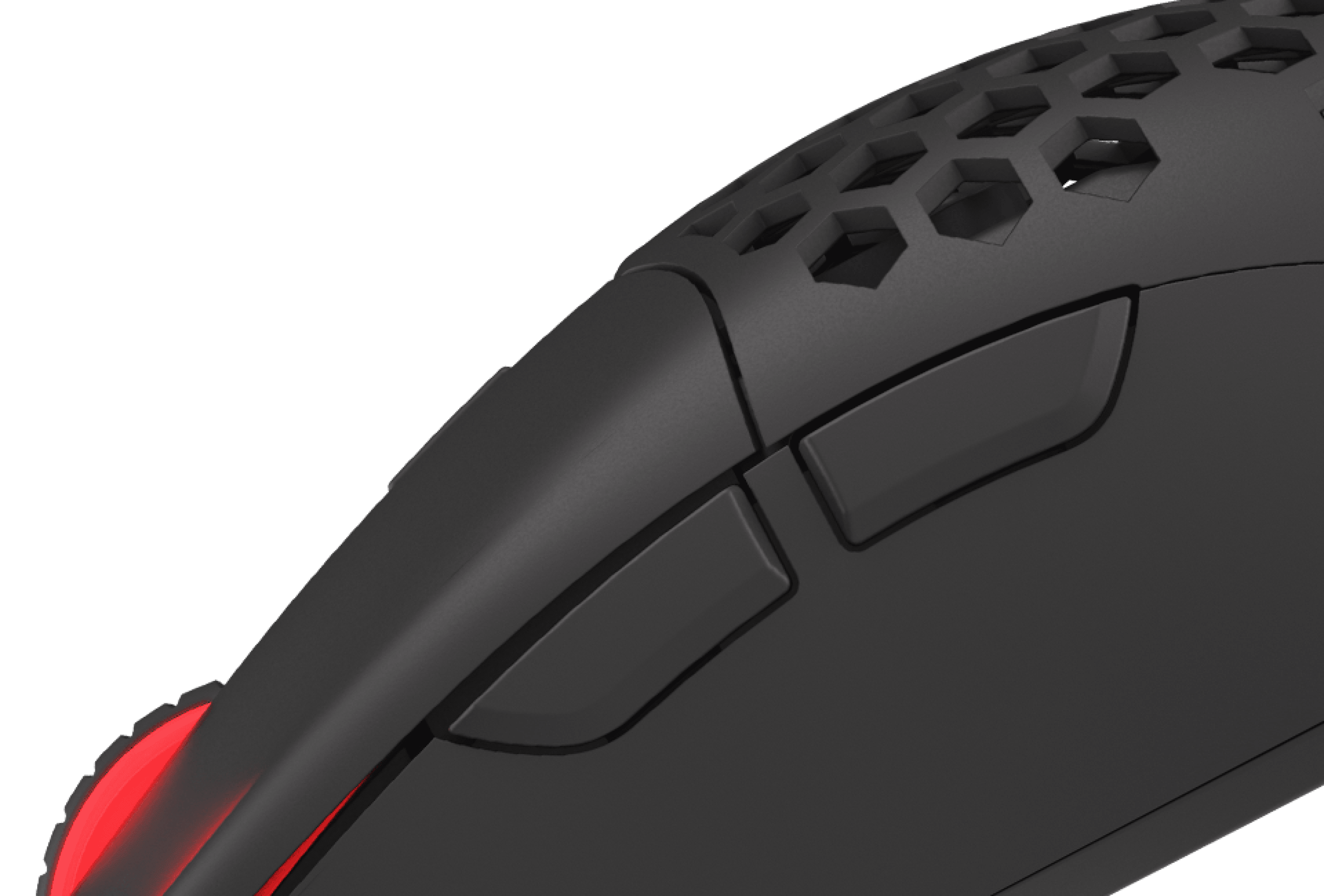 Gaming mouse with a sleek black design, featuring customizable buttons and RGB lighting accents