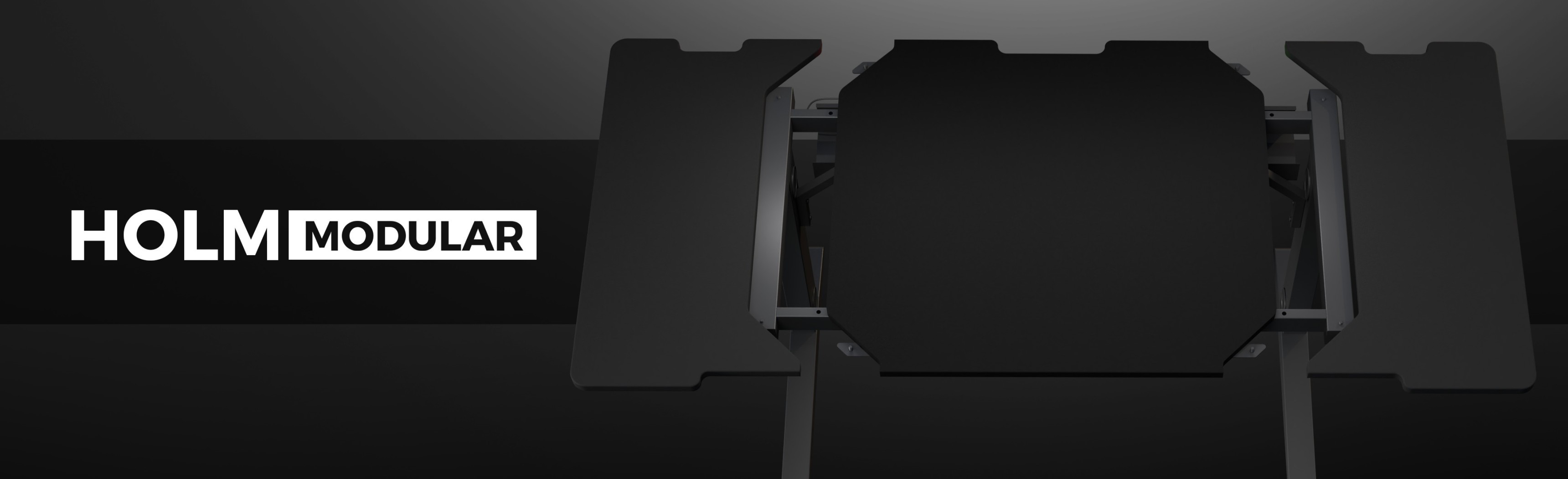 Left side panel for the Genesis Holm Modular desk, featuring sleek black design and modern aesthetic