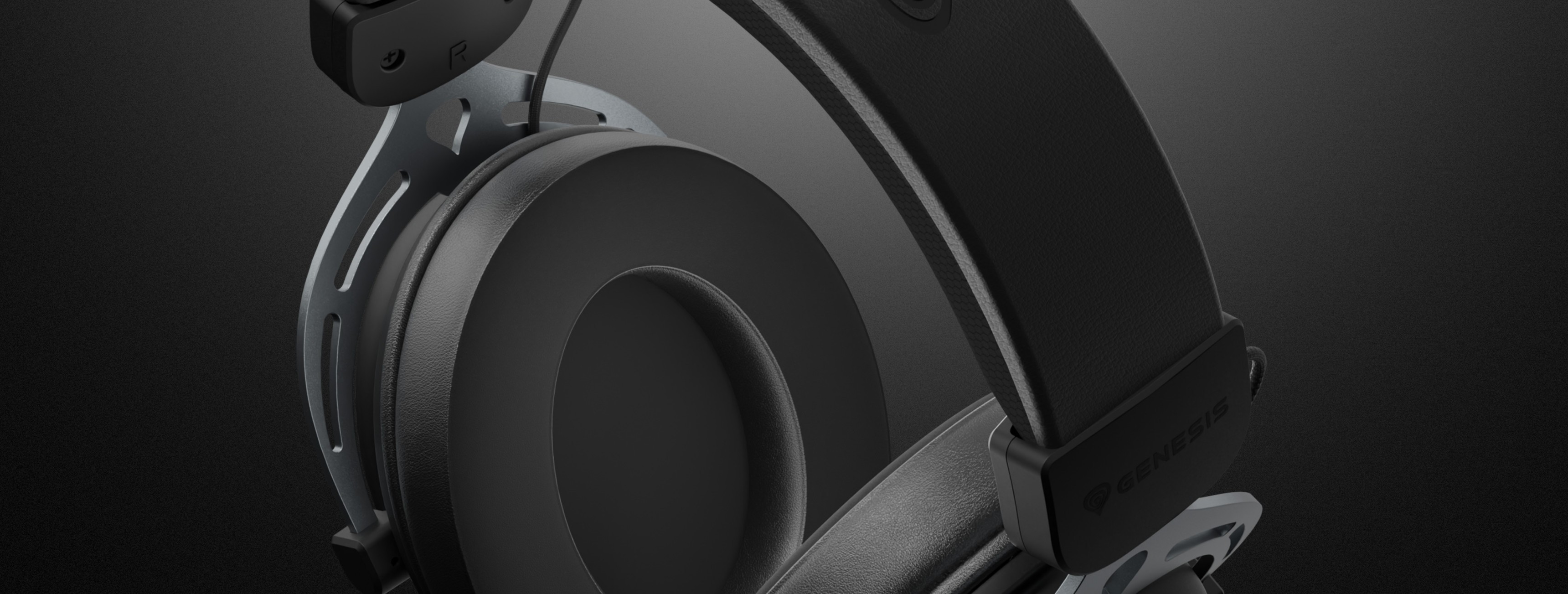 Black wireless over-ear headphones with a microphone, featuring a modern design