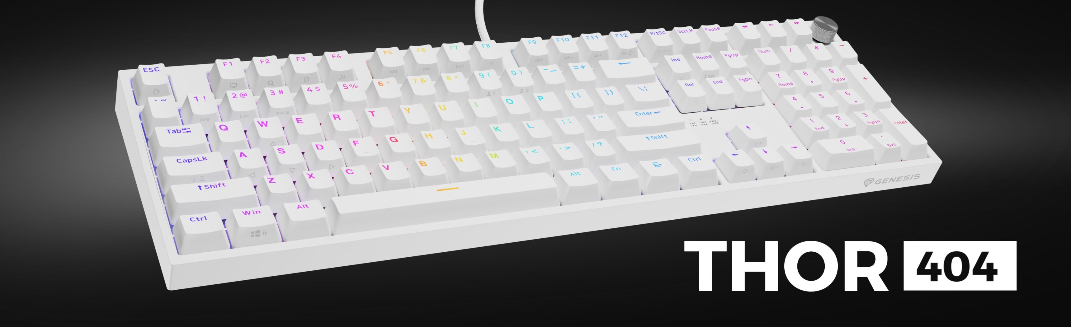 Mechanical RGB gaming keyboard in white featuring Gateron Yellow switches and customizable backlighting