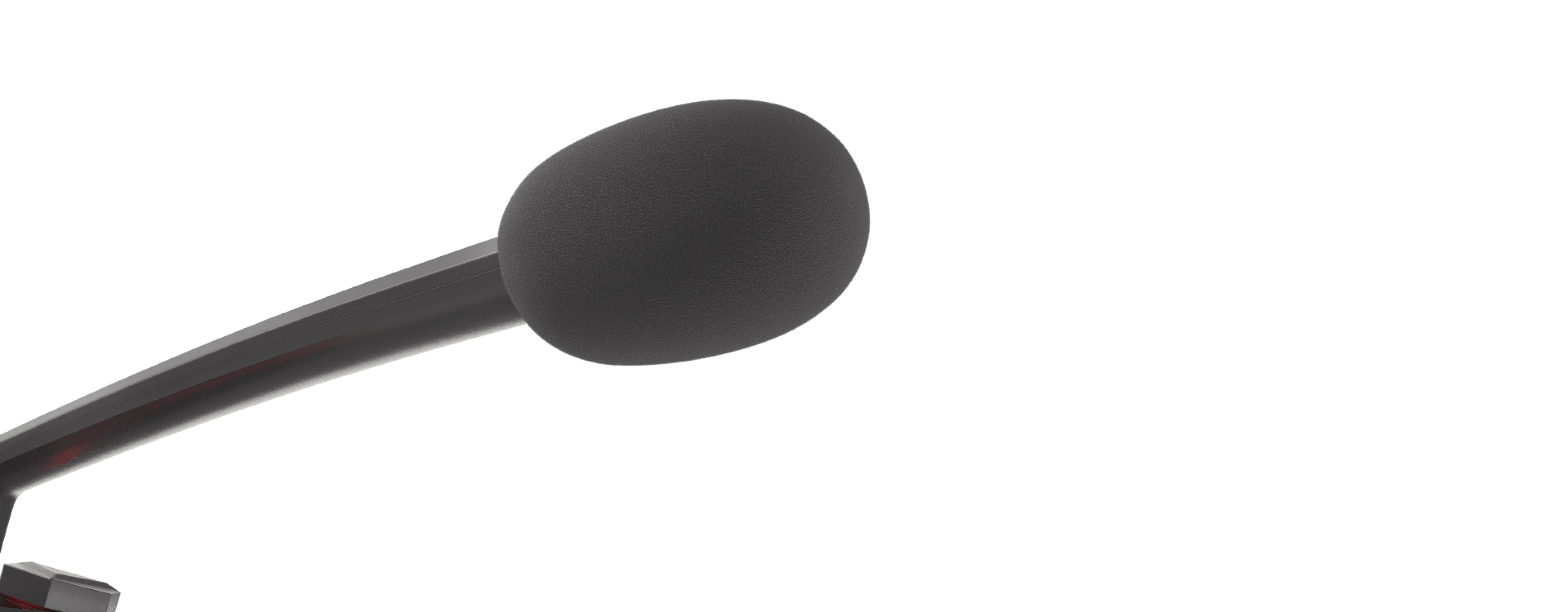 Close-up of a Genesis Radium 200 microphone featuring a rounded black foam windscreen and a sleek black arm