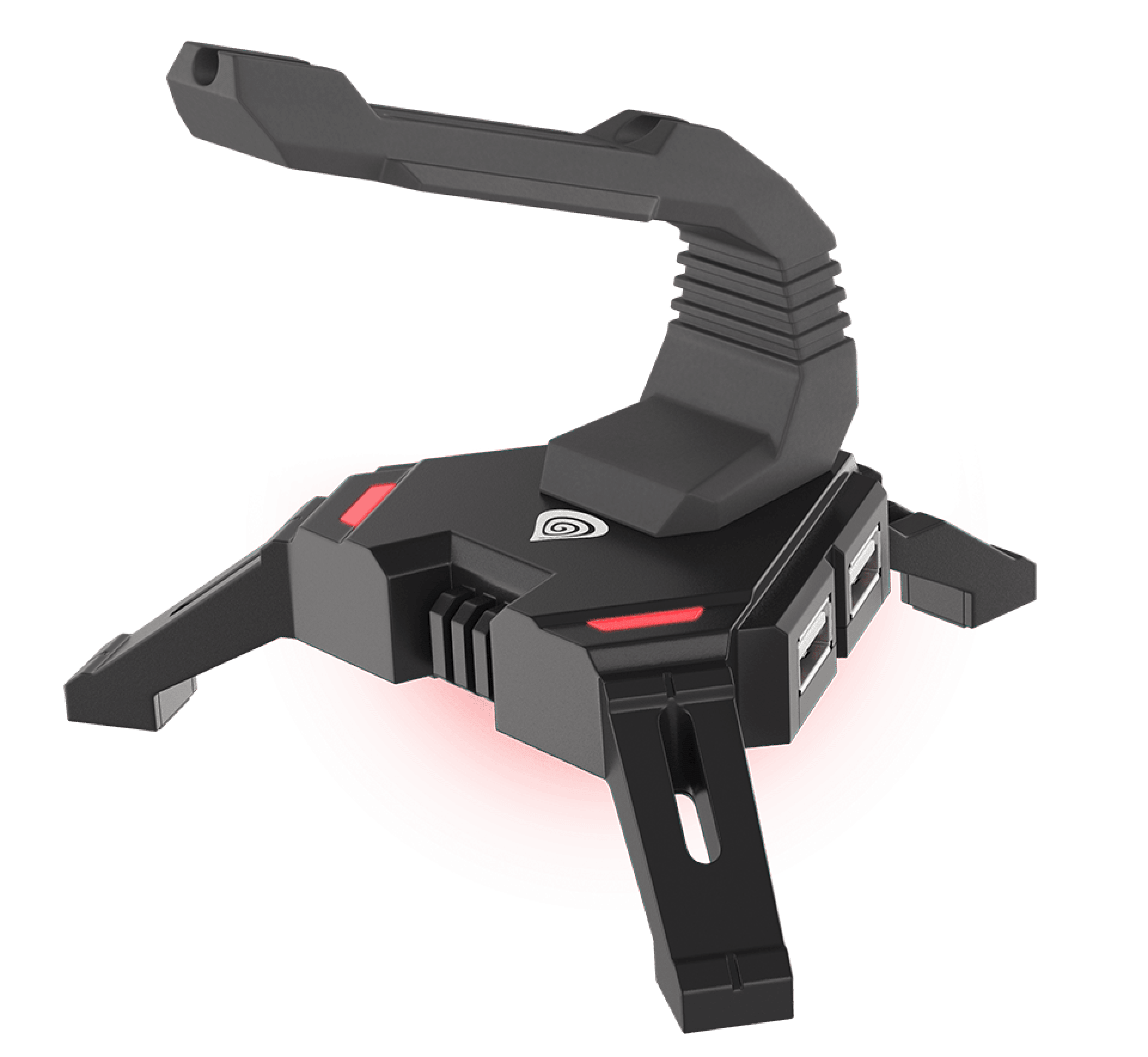 Mouse bungee with USB hub, featuring a flexible arm and LED lighting, designed for stable mouse cable management