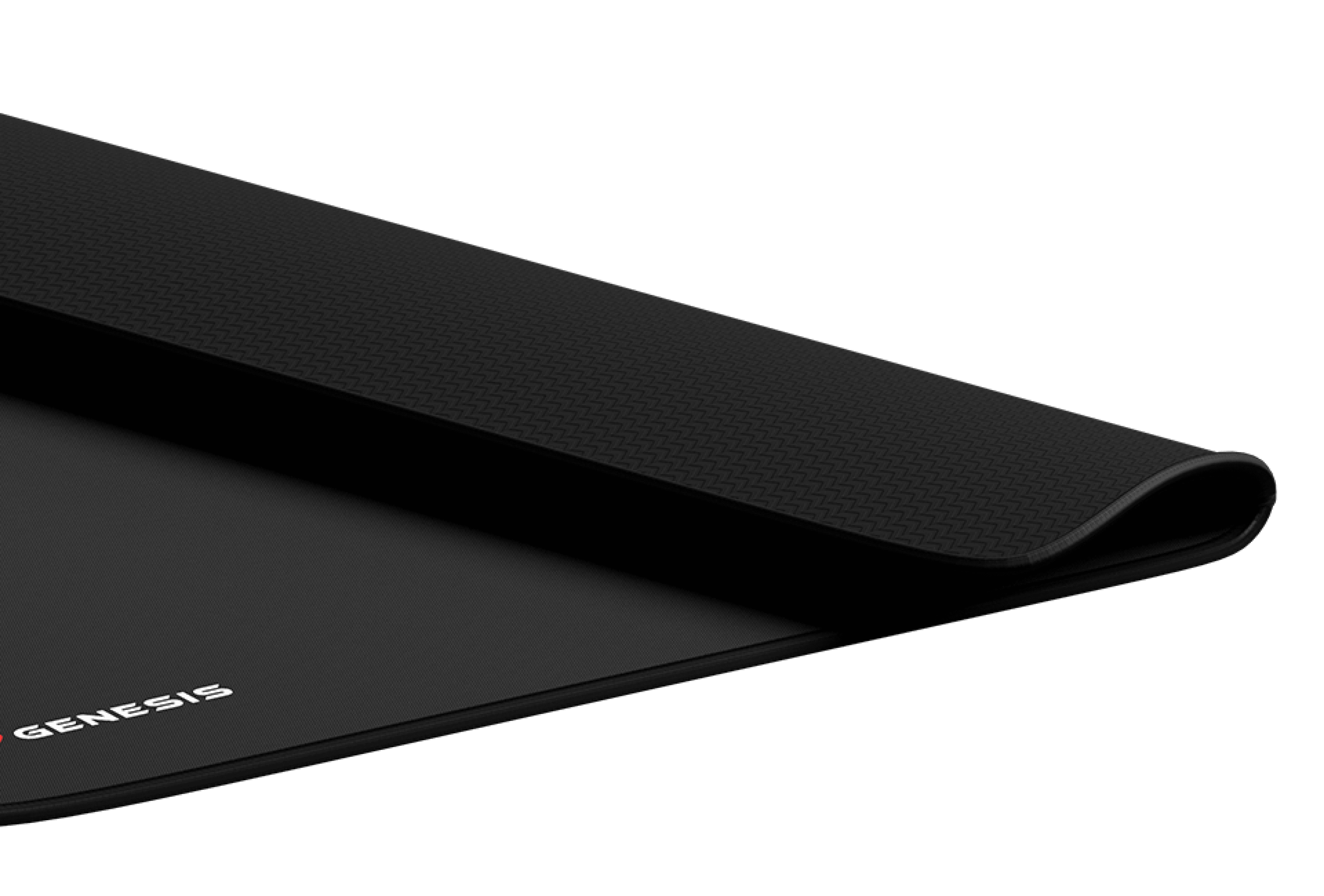 Black mouse pad with textured surface, featuring the Genesis logo and measuring 500x400mm