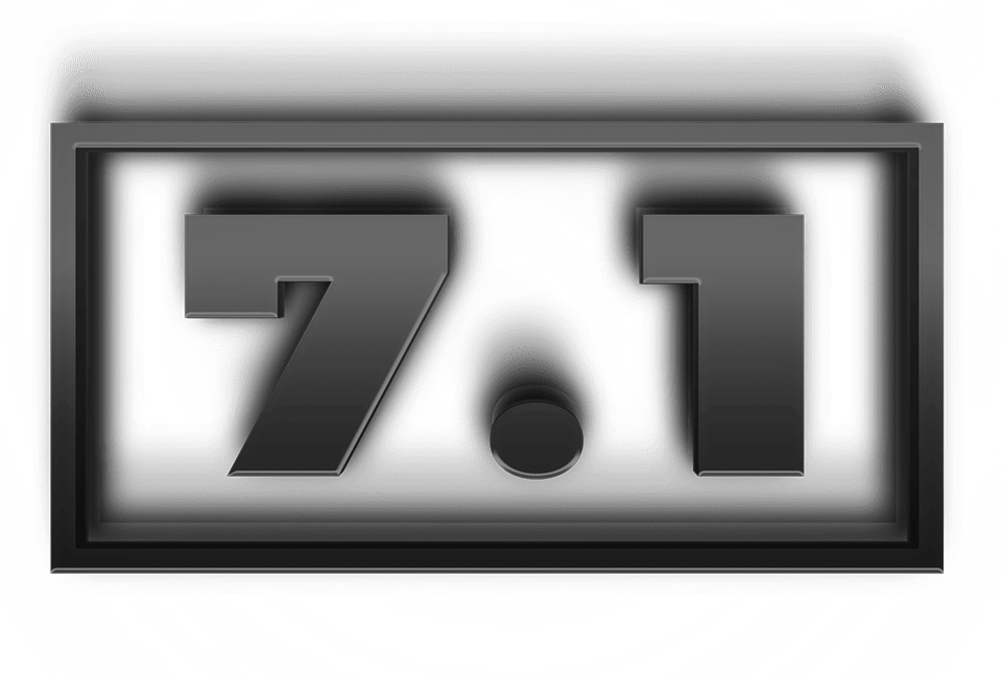 Logo displaying "7.1" in a bold, modern style, emphasizing surround sound capabilities
