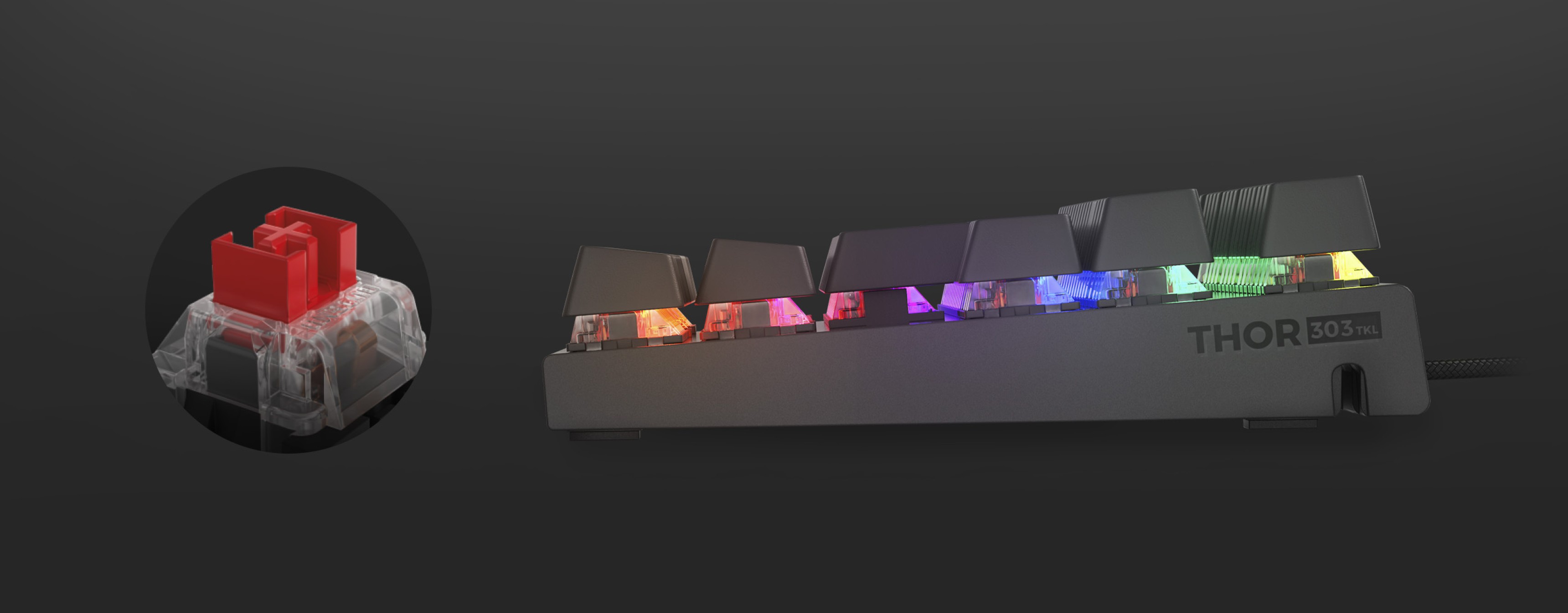 Gaming keyboard Genesis Thor 303 TKL with RGB backlighting and hot-swappable red mechanical switches