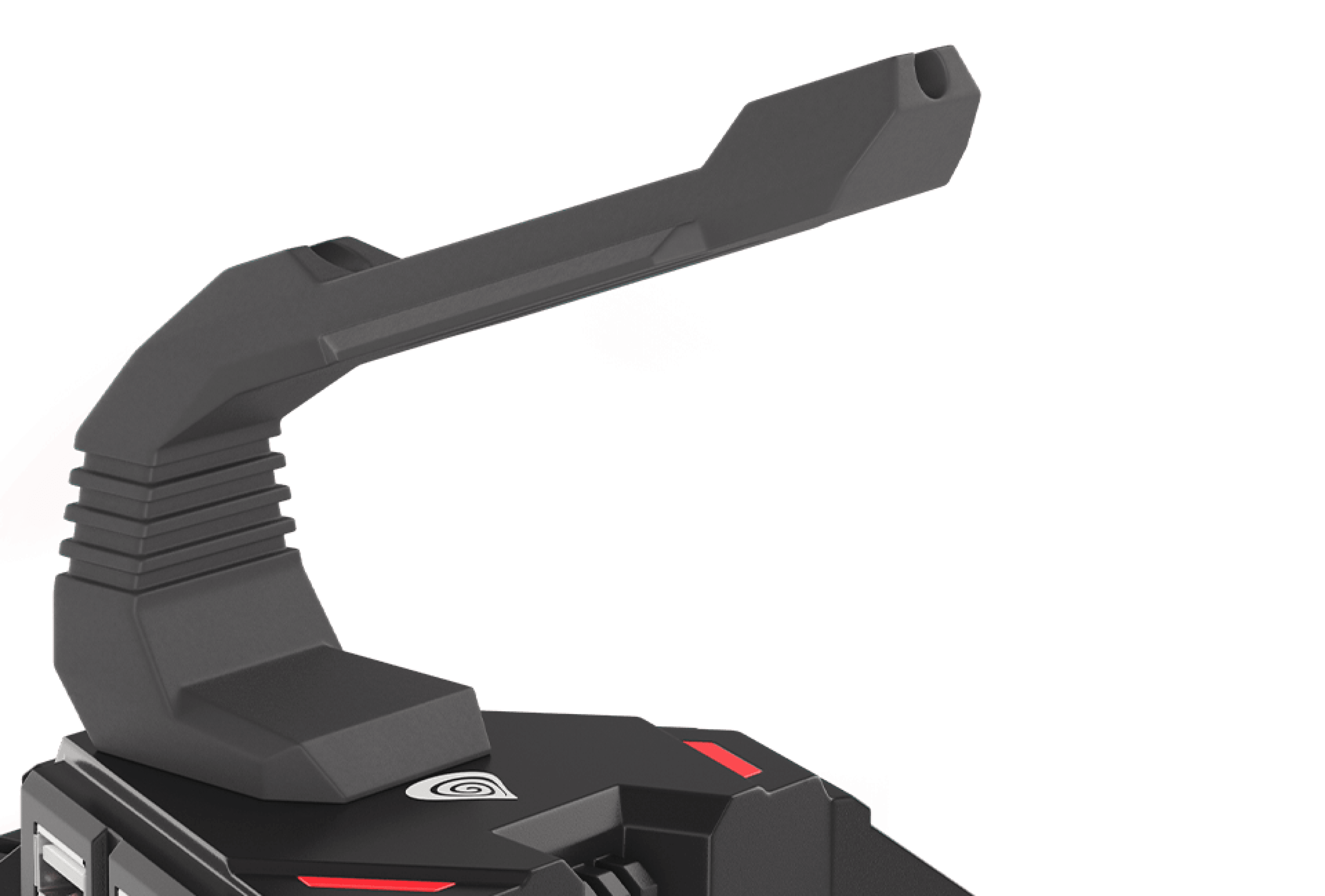 Mouse bungee with an adjustable arm for cable management, featuring a sturdy base and integrated USB hub