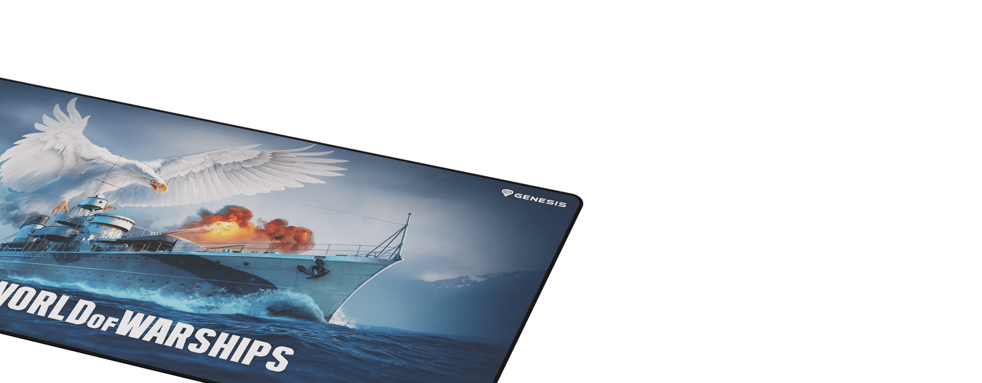 Large gaming mouse pad featuring a "World of Warships" design with a ship and an eagle on a dramatic backdrop