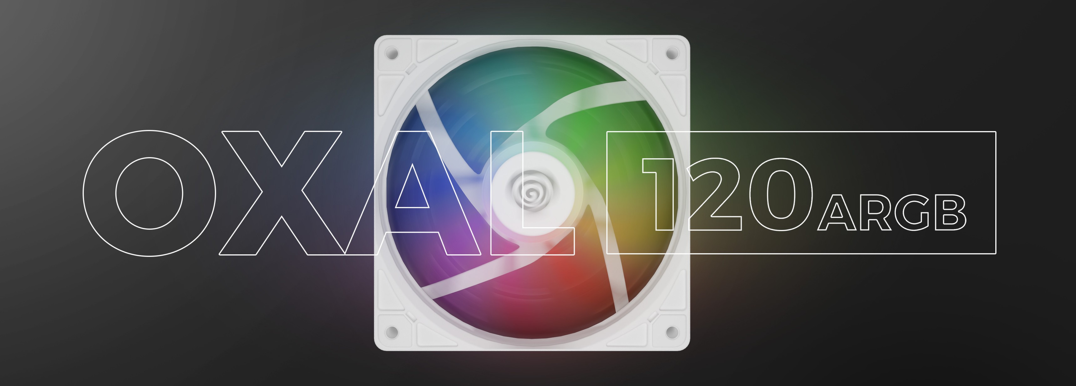ARGB cooling fan with a white frame, featuring a colorful illuminated center and stylish design