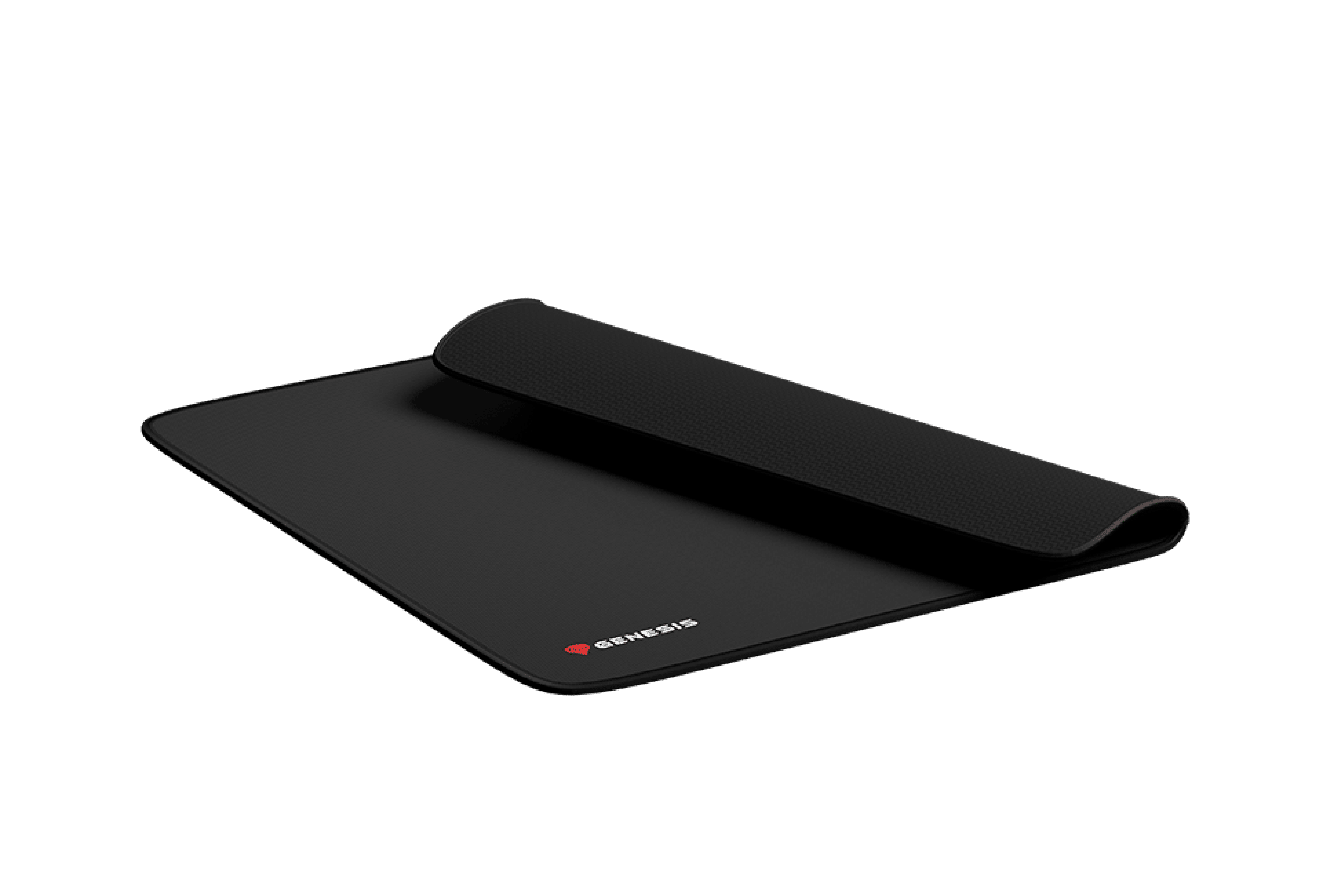 Black gaming mouse pad with a textured surface and Genesis logo, measuring 250x210mm