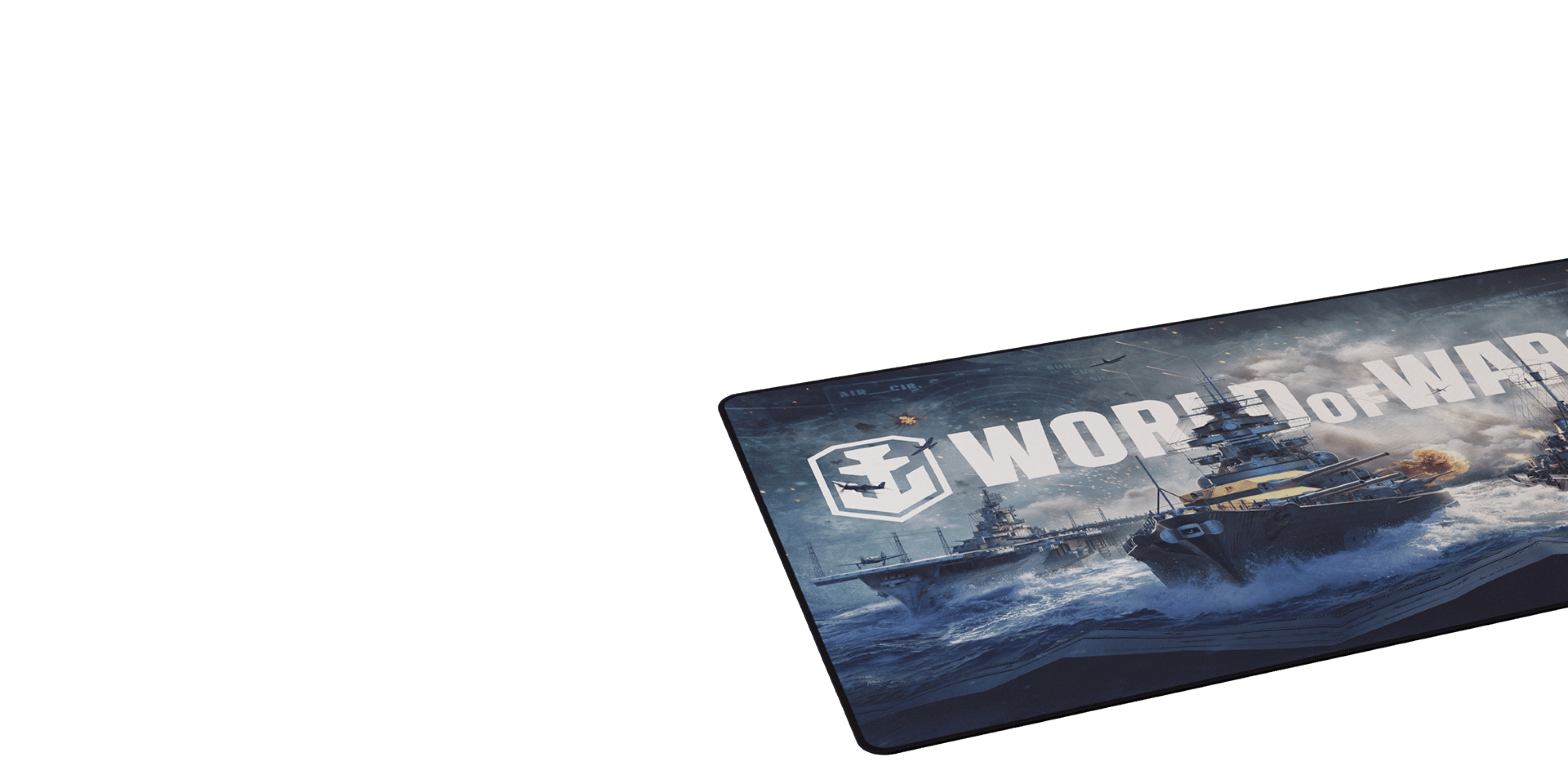 Large gaming mouse pad featuring a "World of Warships" design with ships on a turbulent sea, measuring 900x450mm