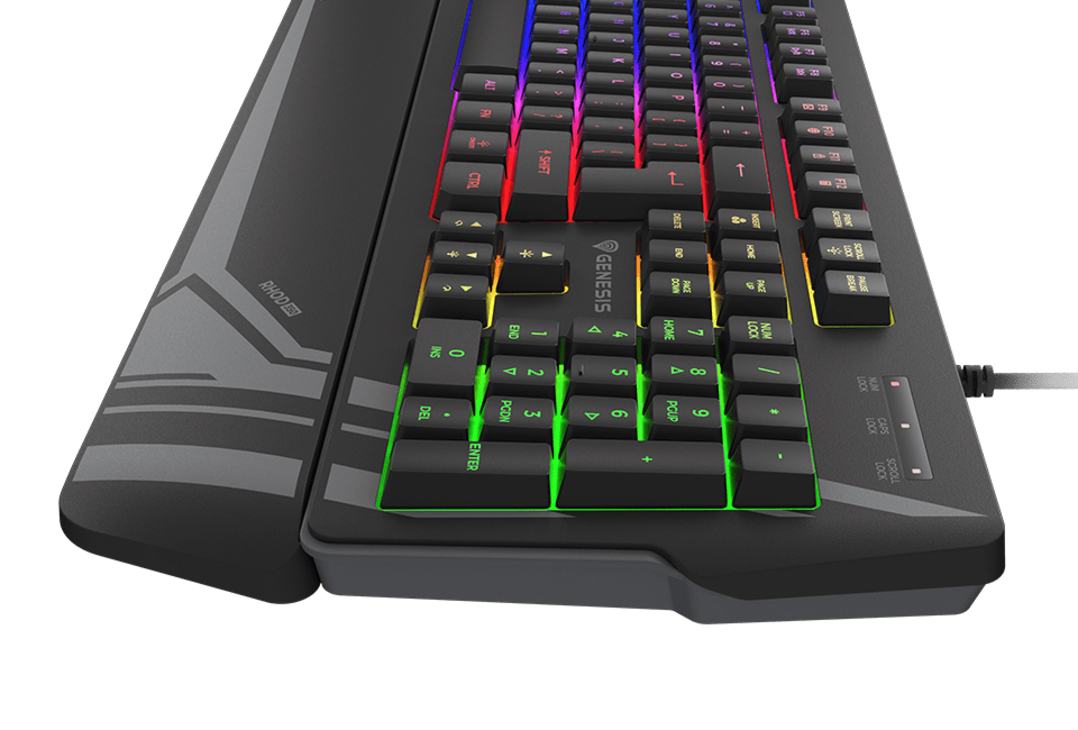 Gaming keyboard with colorful backlighting and a sleek design for better performance.