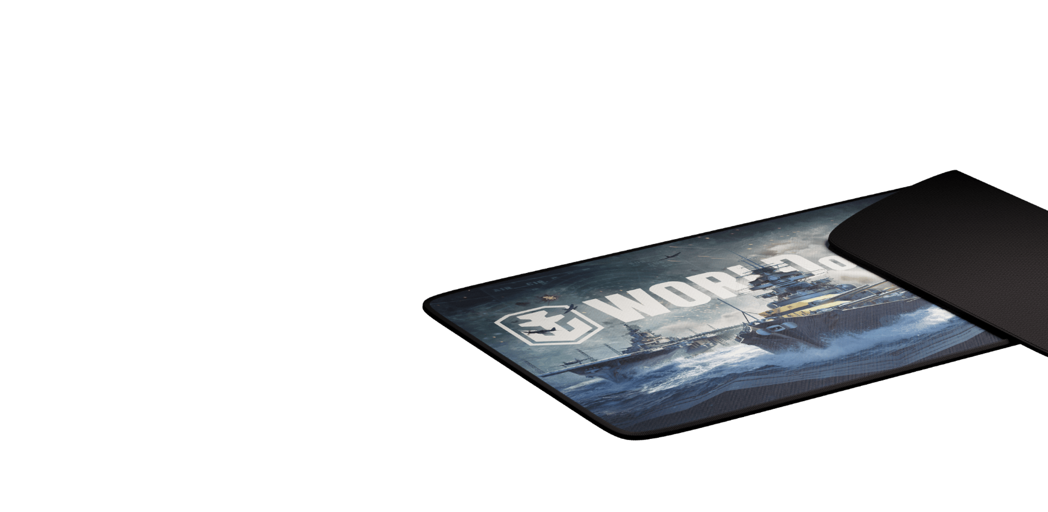 Large gaming mouse pad featuring a detailed naval battle scene with the "World of Warships" logo. Size is 900x450mm