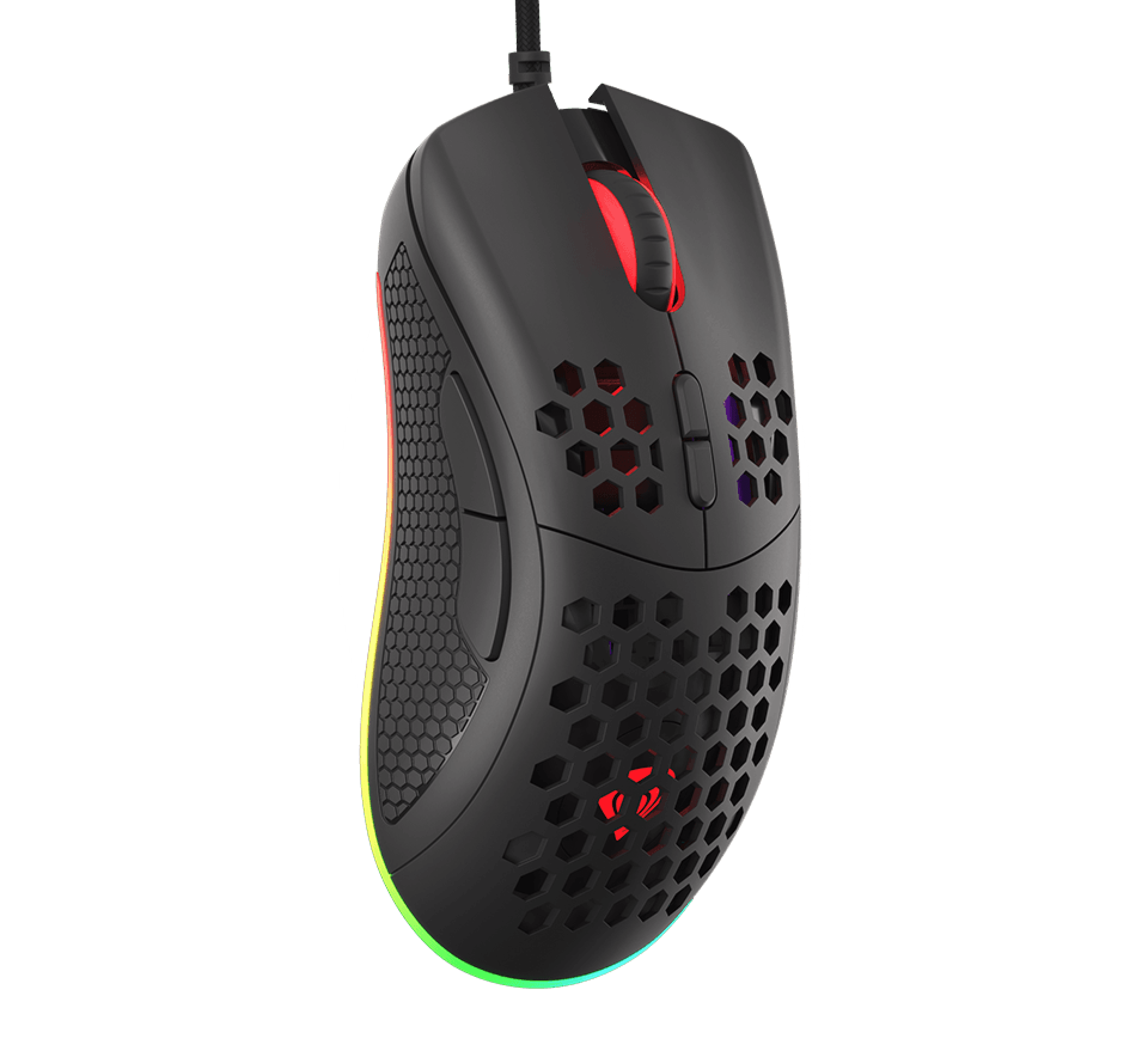 Gaming mouse with a lightweight design, 8000 DPI sensitivity, and customizable RGB lighting features
