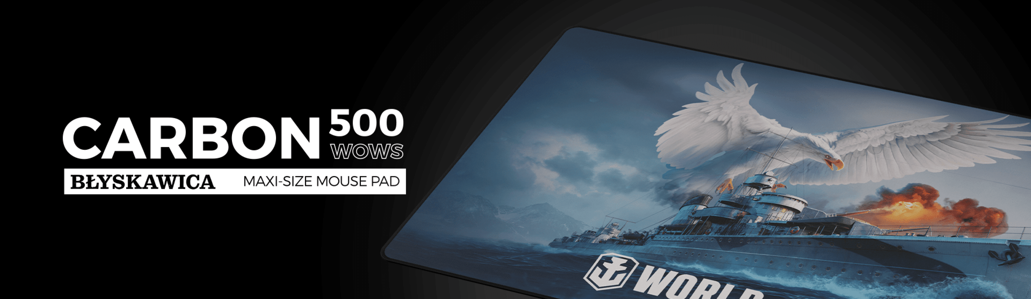 Maxi-size mouse pad featuring a detailed graphic design with a ship and an eagle, measuring 900x450mm
