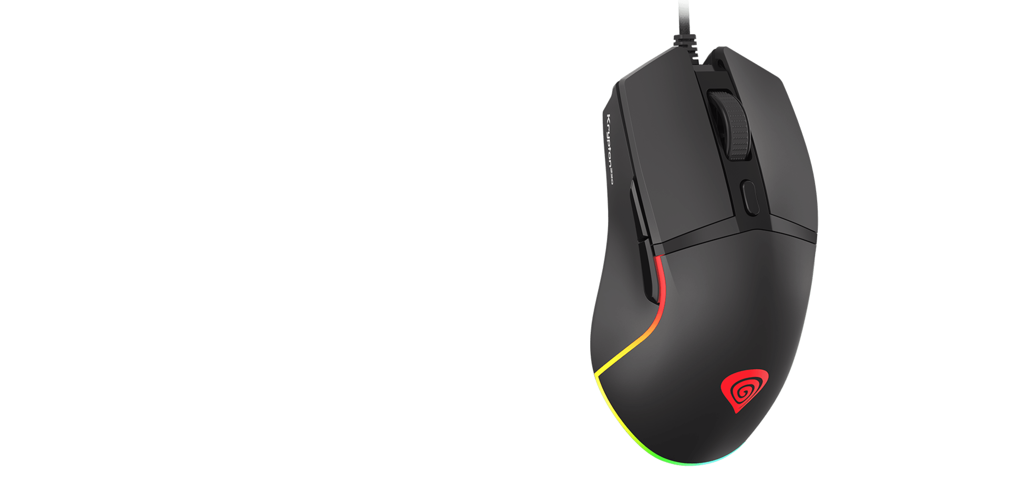 Black RGB gaming mouse with programmable functions, featuring a high precision sensor up to 6400 DPI and customizable lighting