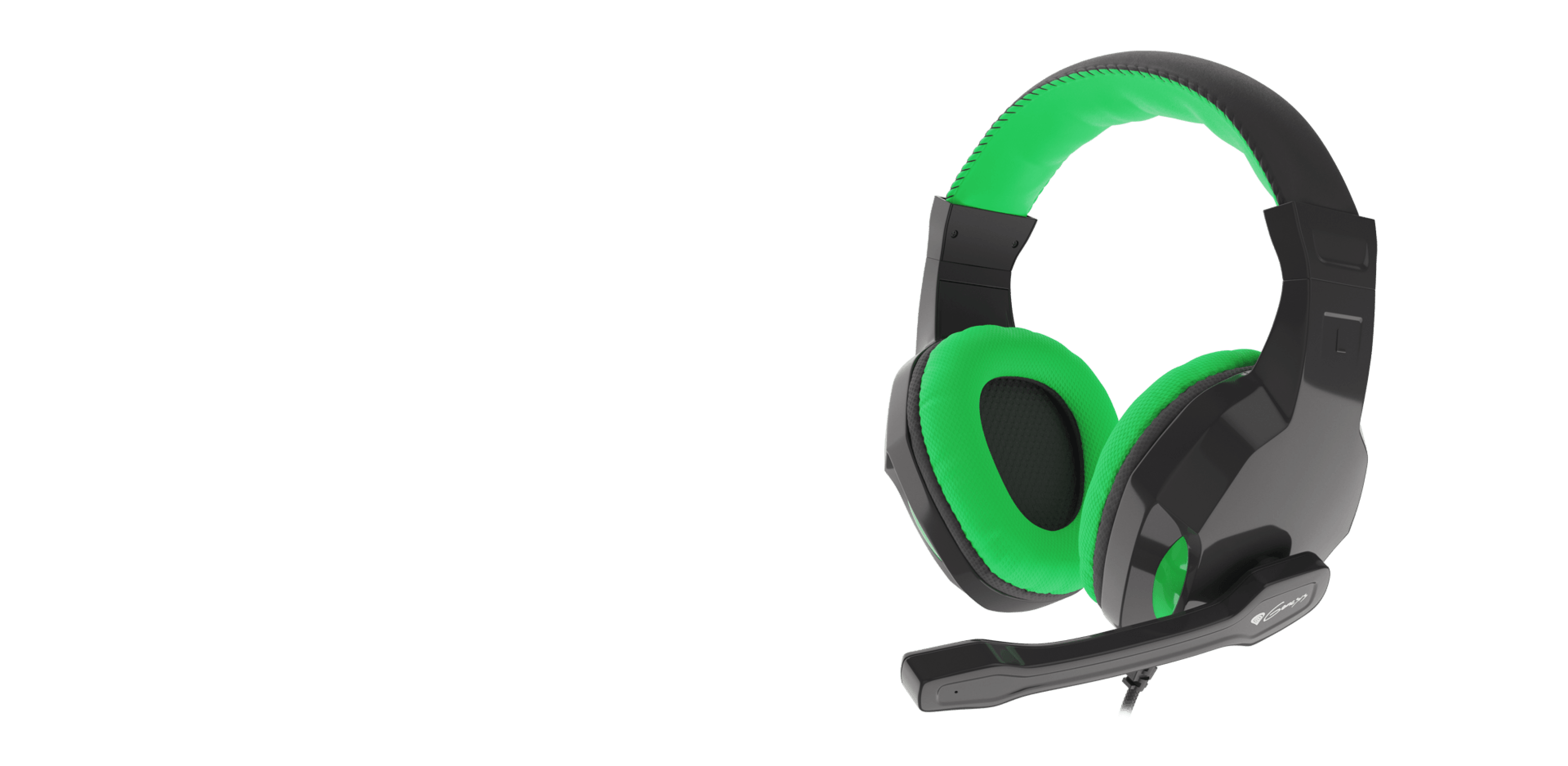 Black and green Genesis Argon 100 over-ear headphones with a built-in microphone