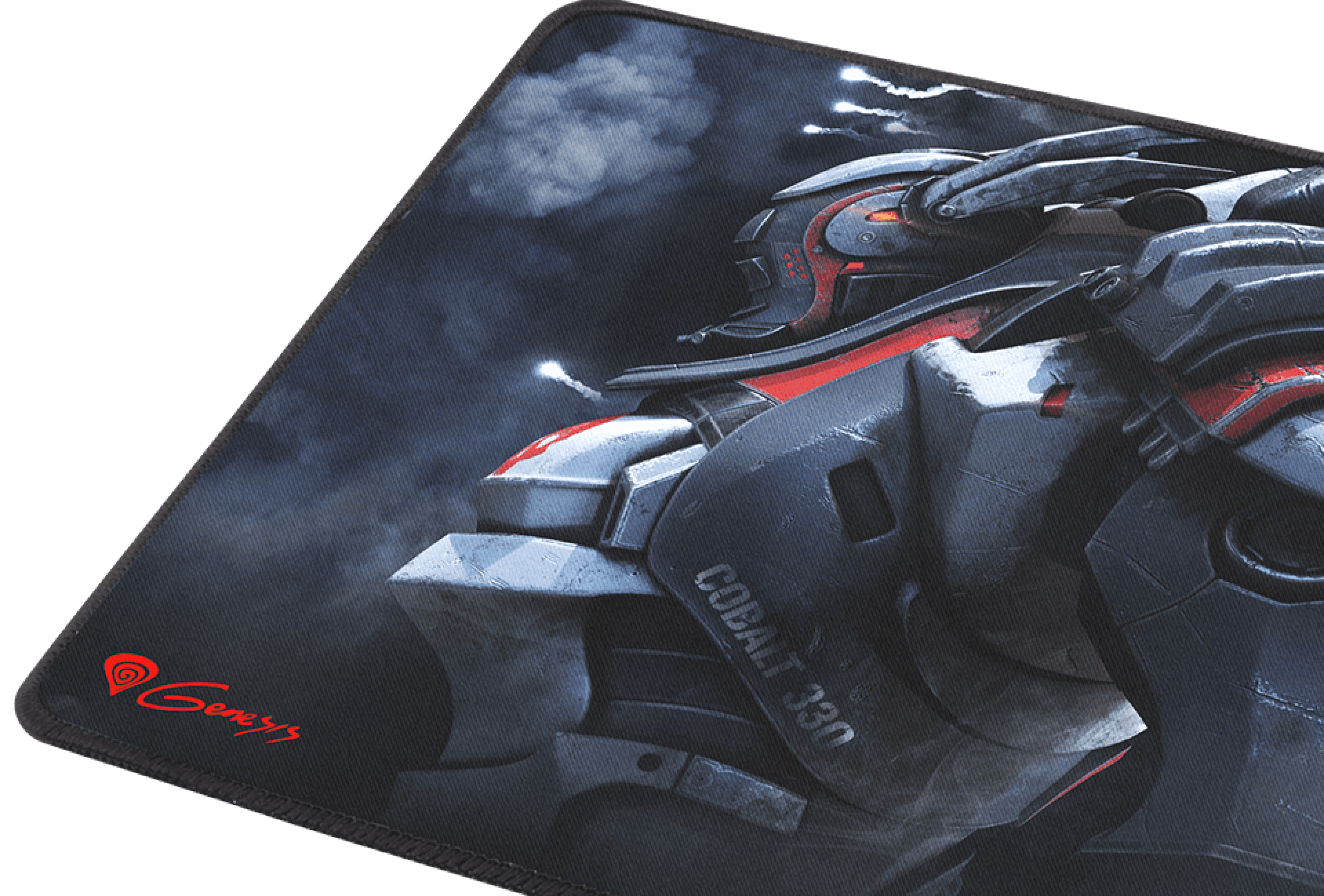 Mouse pad featuring a detailed graphic of a futuristic armored figure.