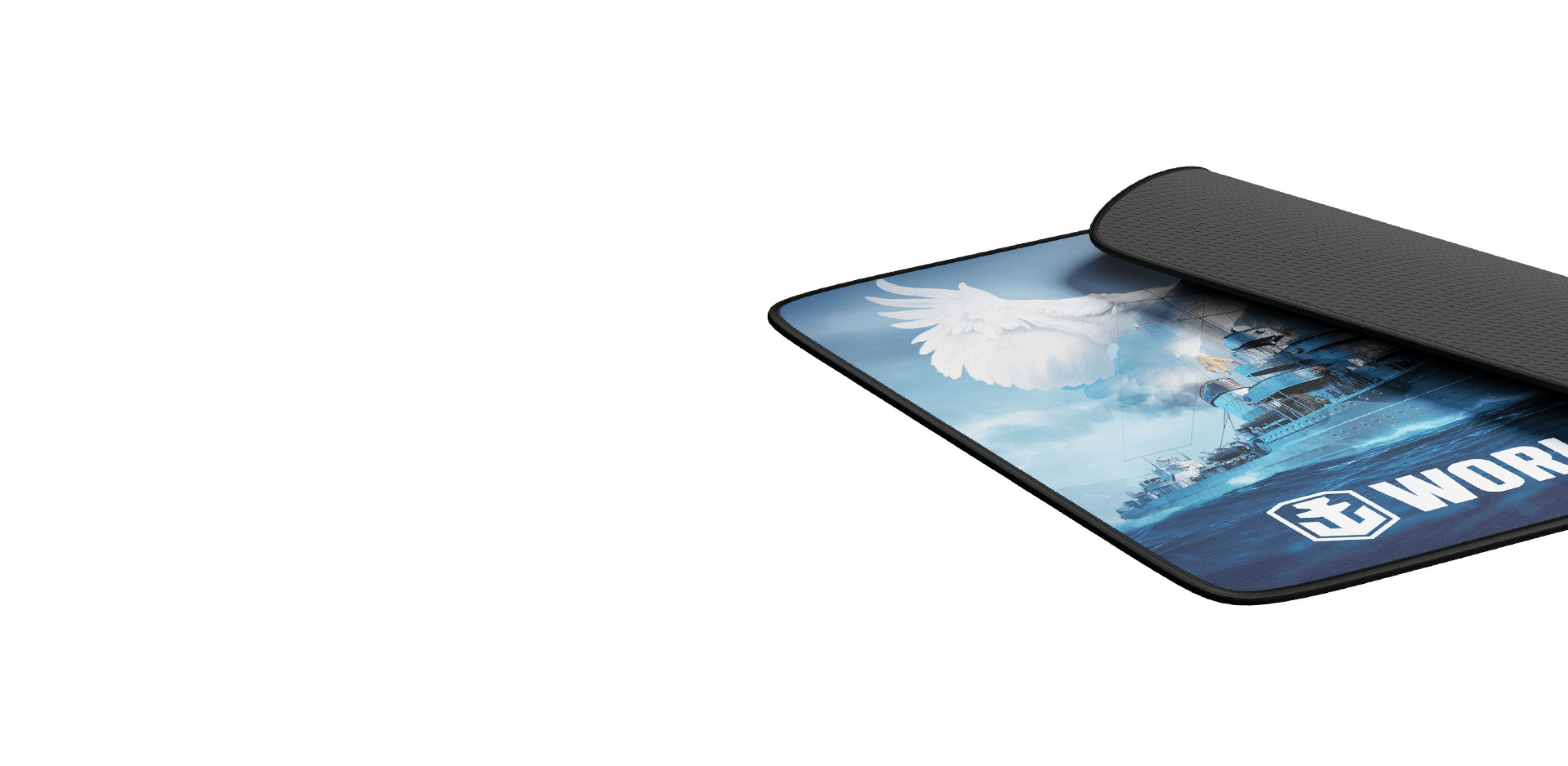 Mouse pad with a graphic design of a ship on water, featuring a "World of Warships" logo, dimensions 300x250mm